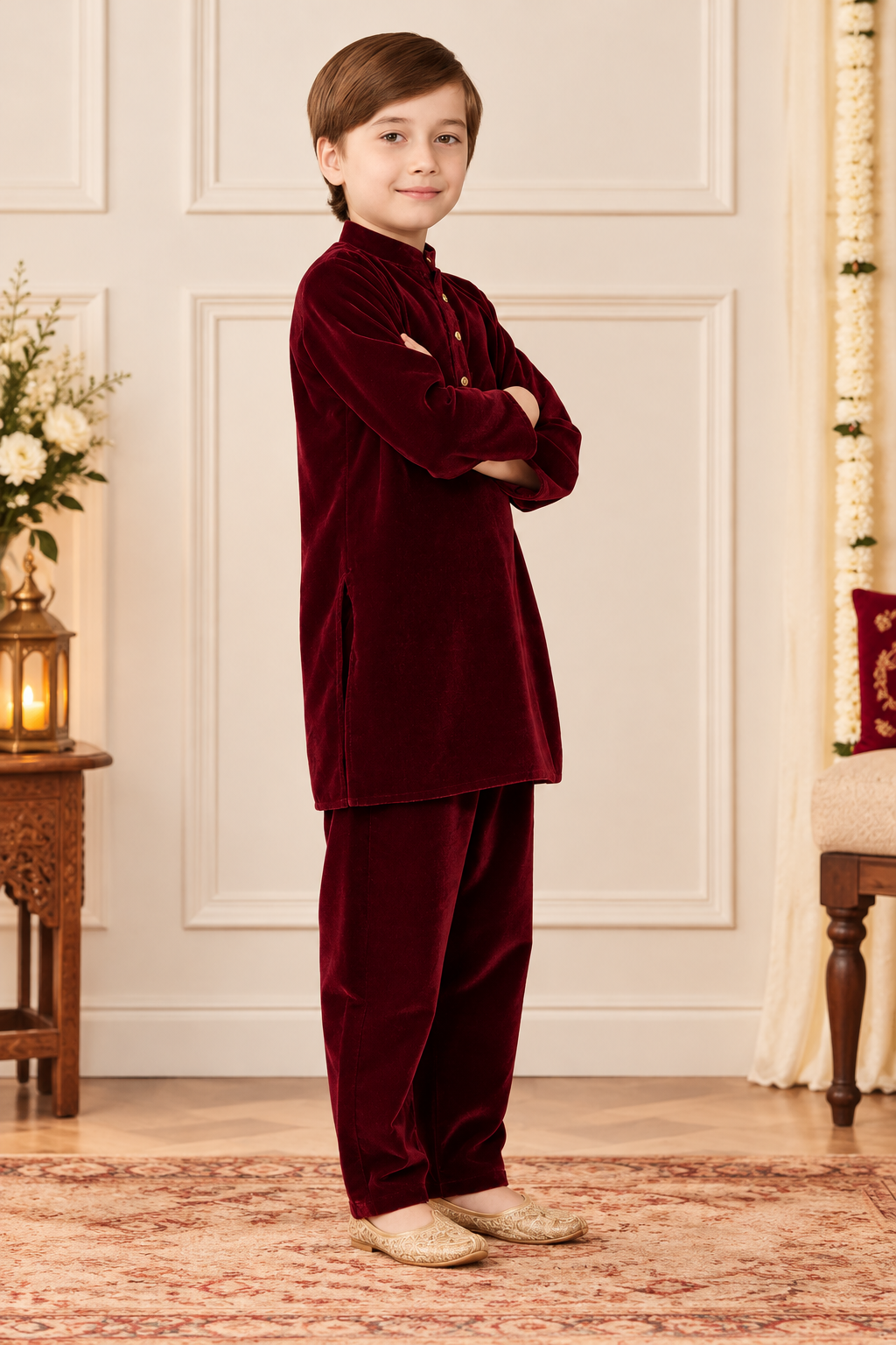 MAROON VELVET SET