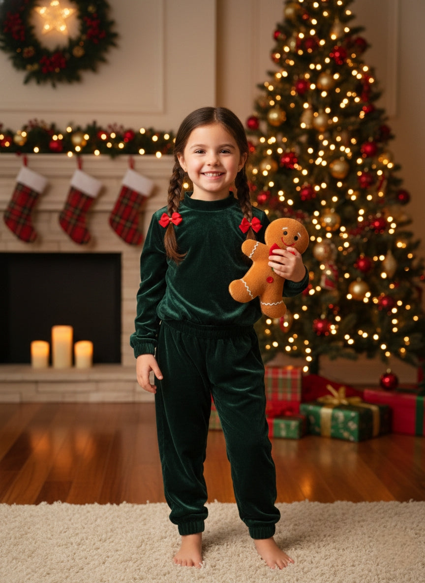 Green velvet night suit