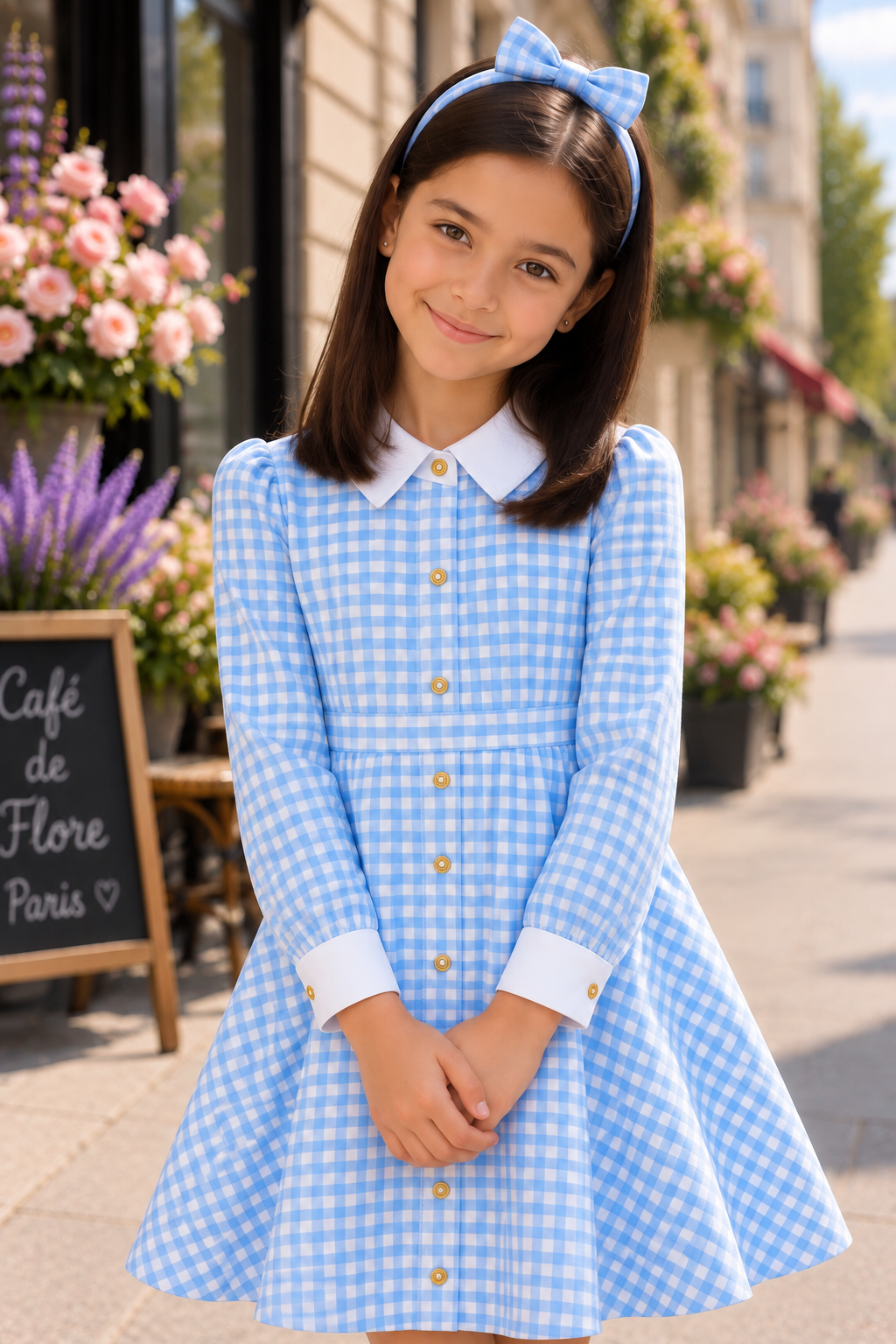 BLUE CHECK SHIRT DRESS