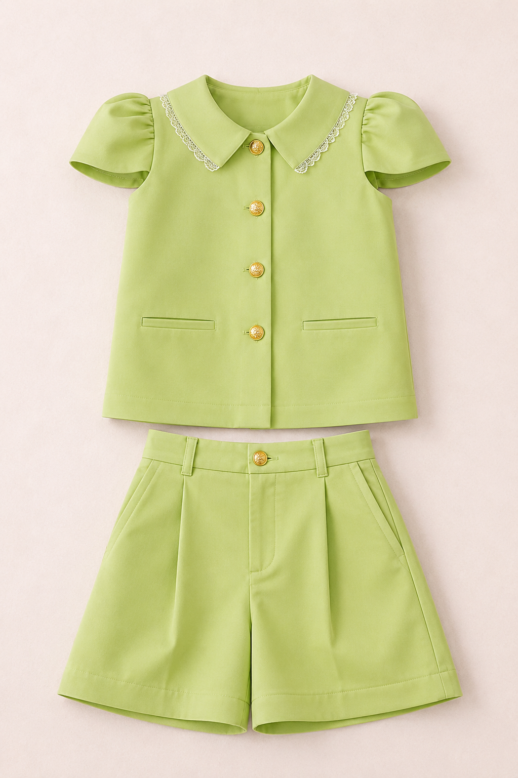 LIGHT GREEN DENIM CO-ORD