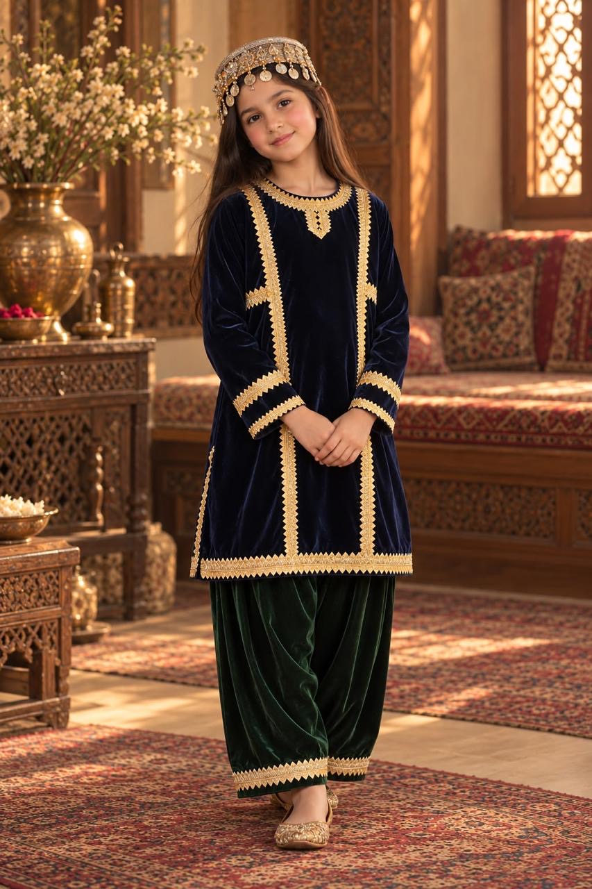 NAVY & GREEN FARSHI SET