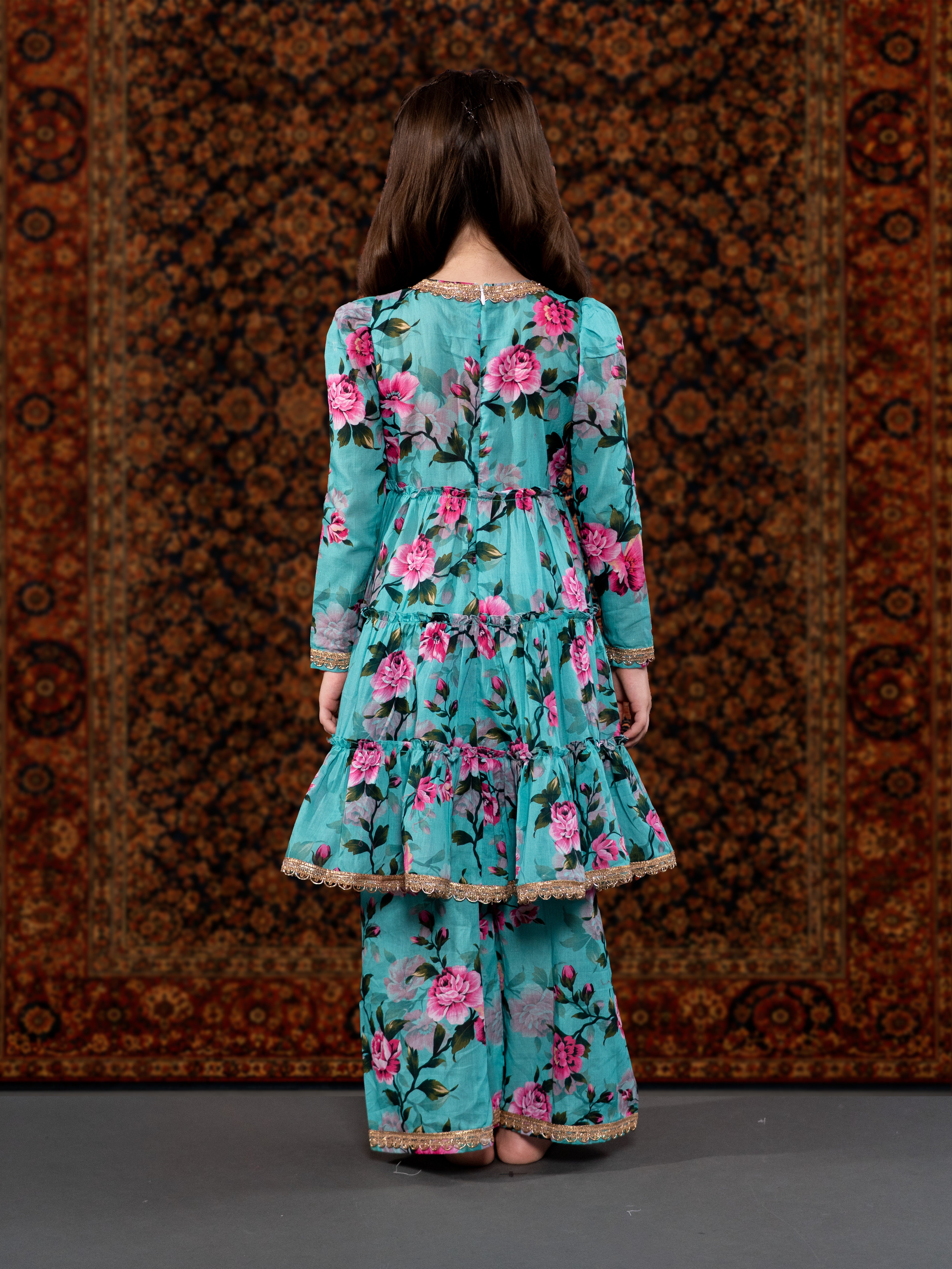 ZIYANA - A BLUE & PINK COTTON SUIT SET