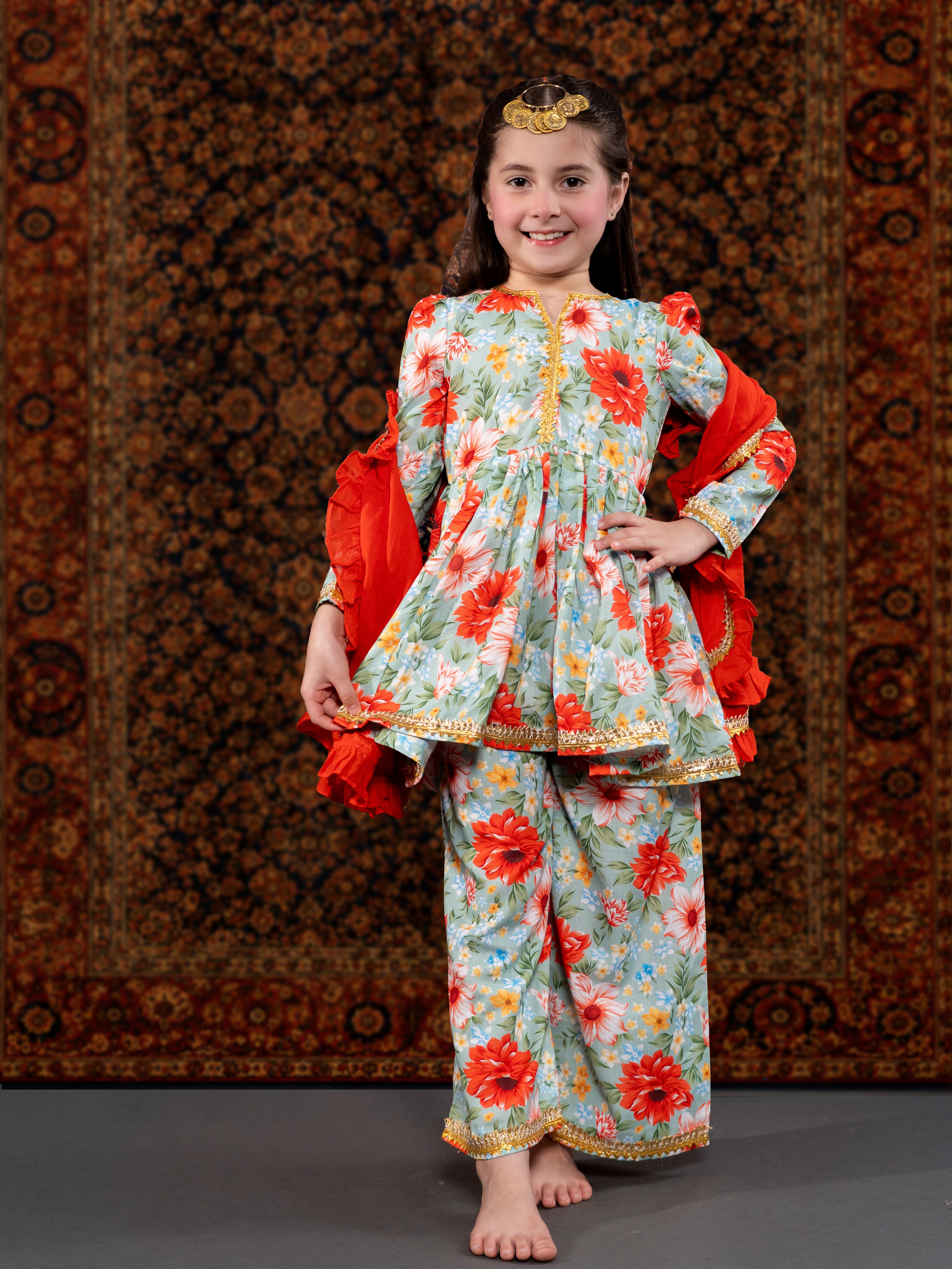 GREEN & ORANGE SUIT SET
