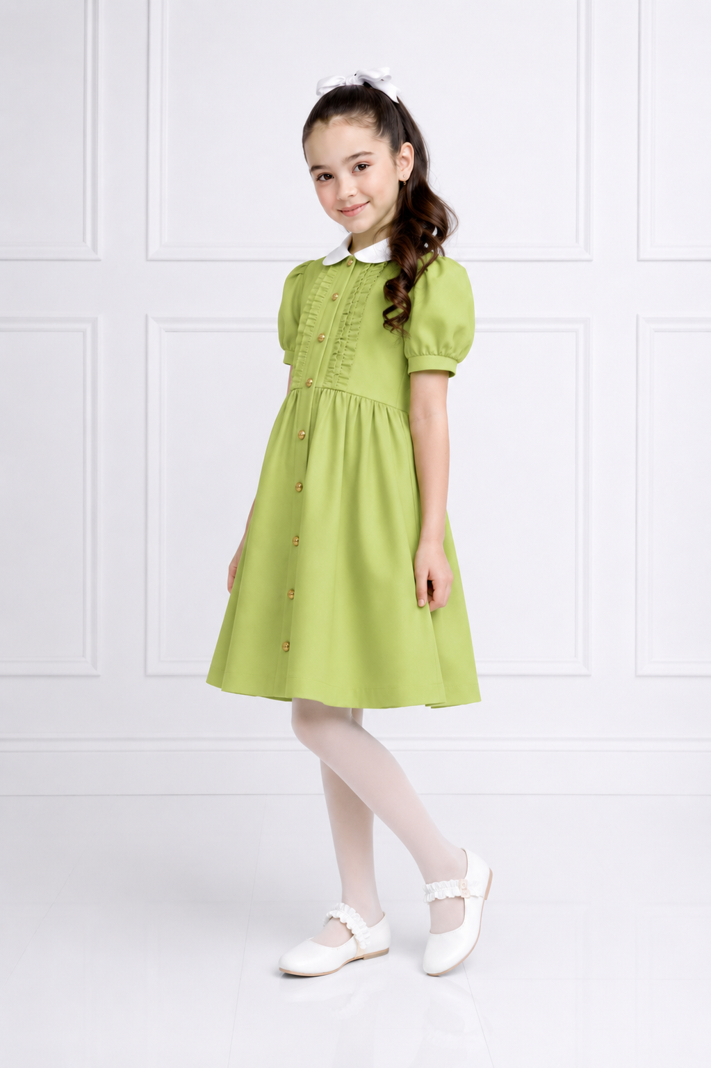 LIGHT GREEN DENIM DRESS