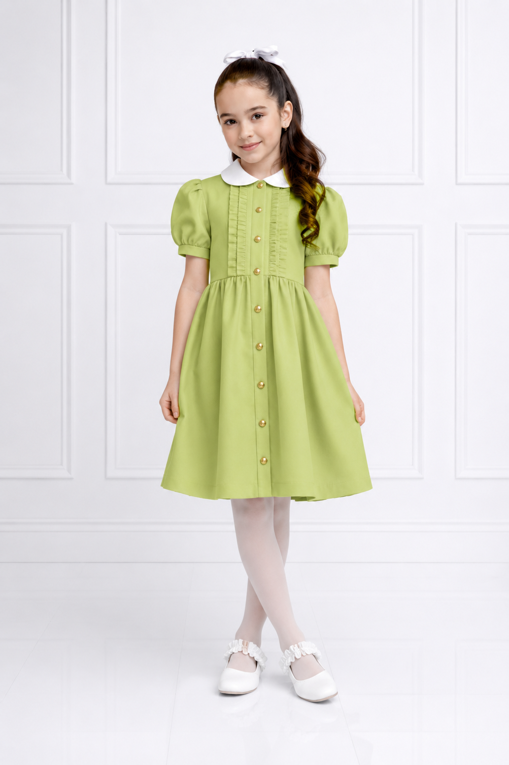 LIGHT GREEN DENIM DRESS