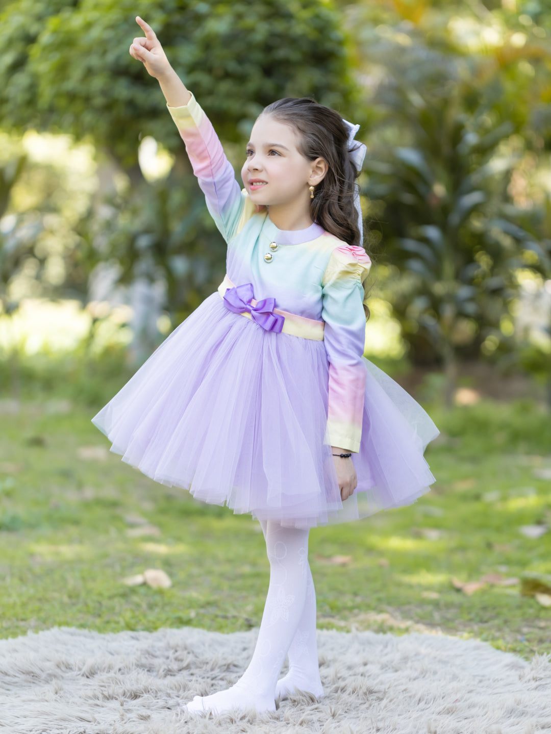 Rainbow Purple Net Dress