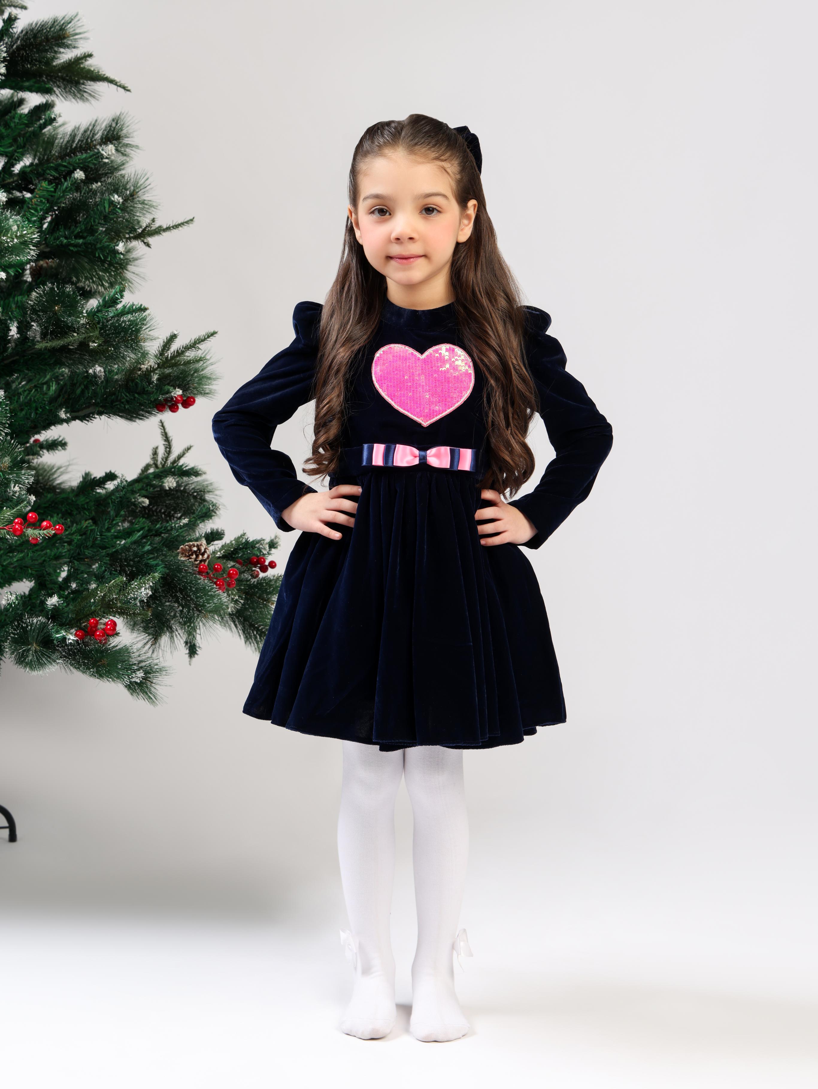 NAVY VELVET HEART DRESS