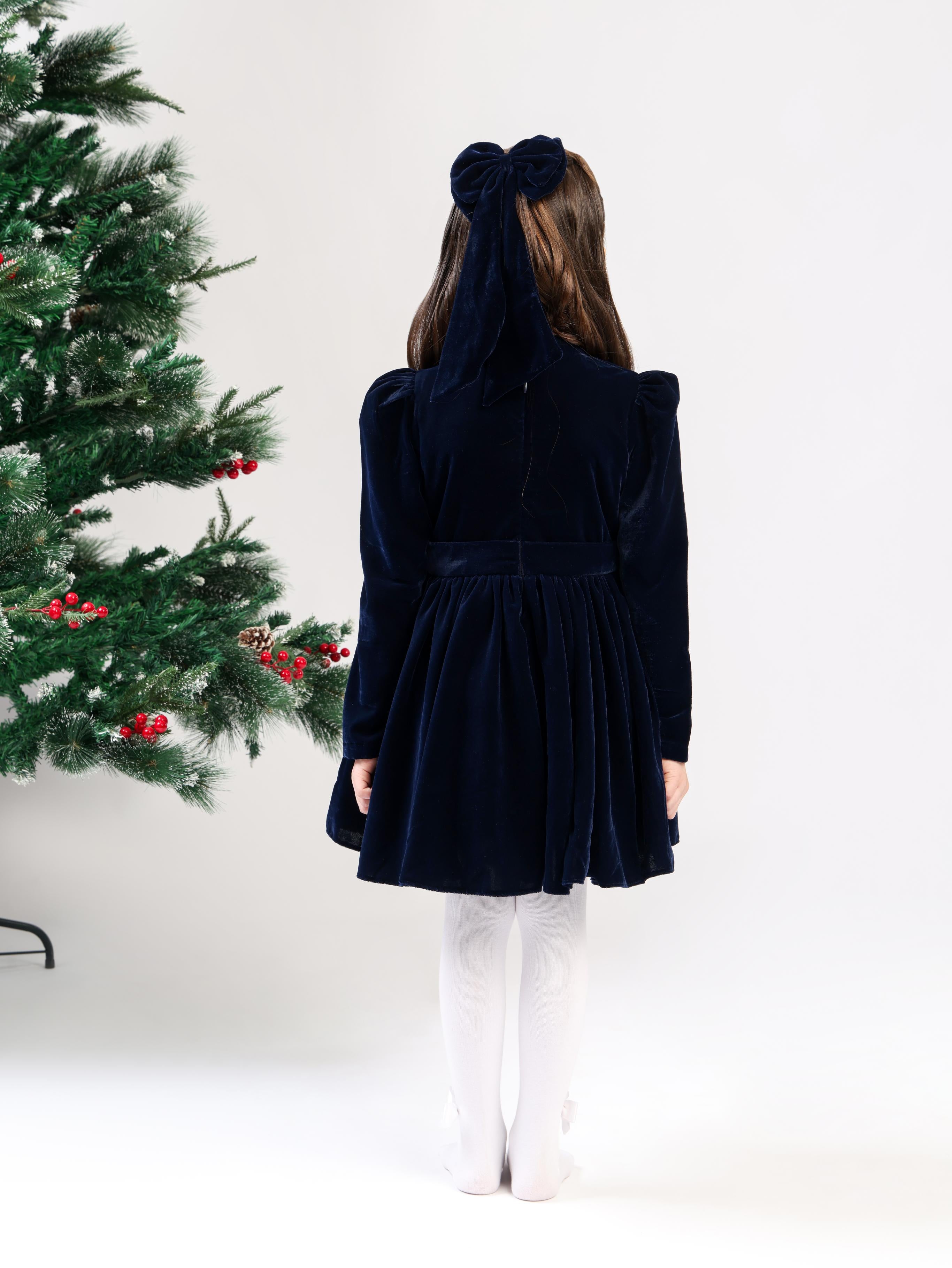 NAVY VELVET HEART DRESS