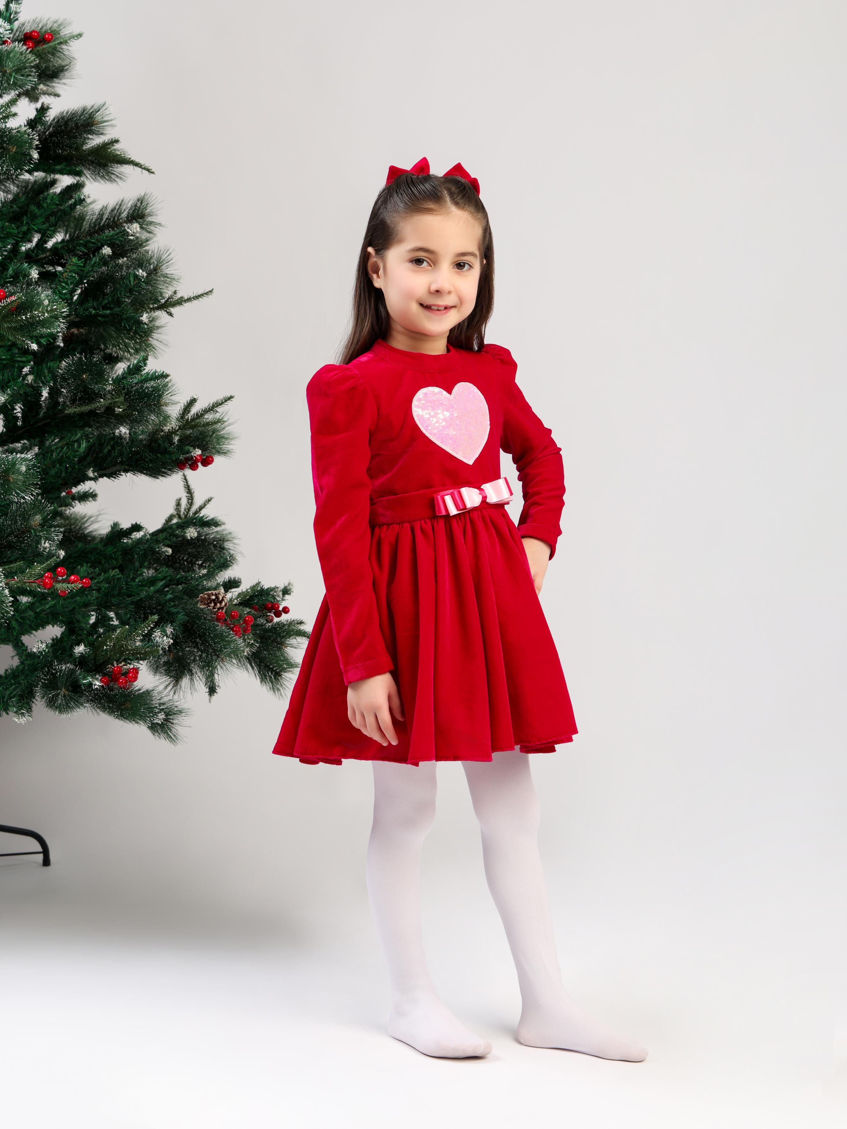 MAGENTA VELVET HEART DRESS