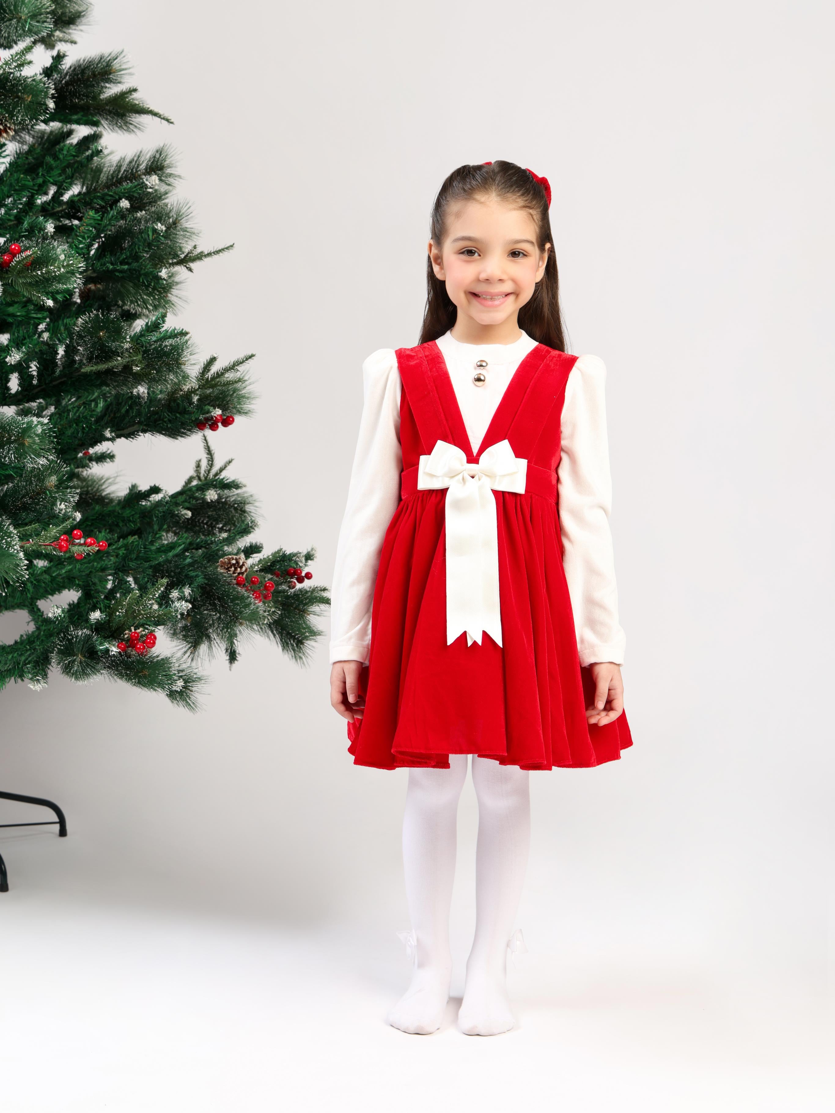 RED AND WHITE VELVET DRESS