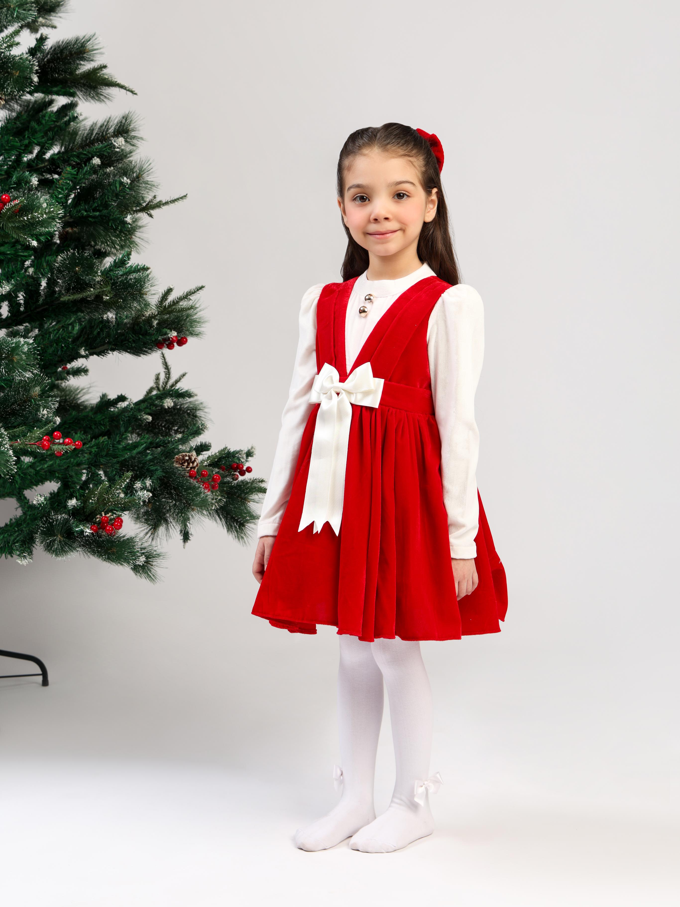 RED AND WHITE VELVET DRESS