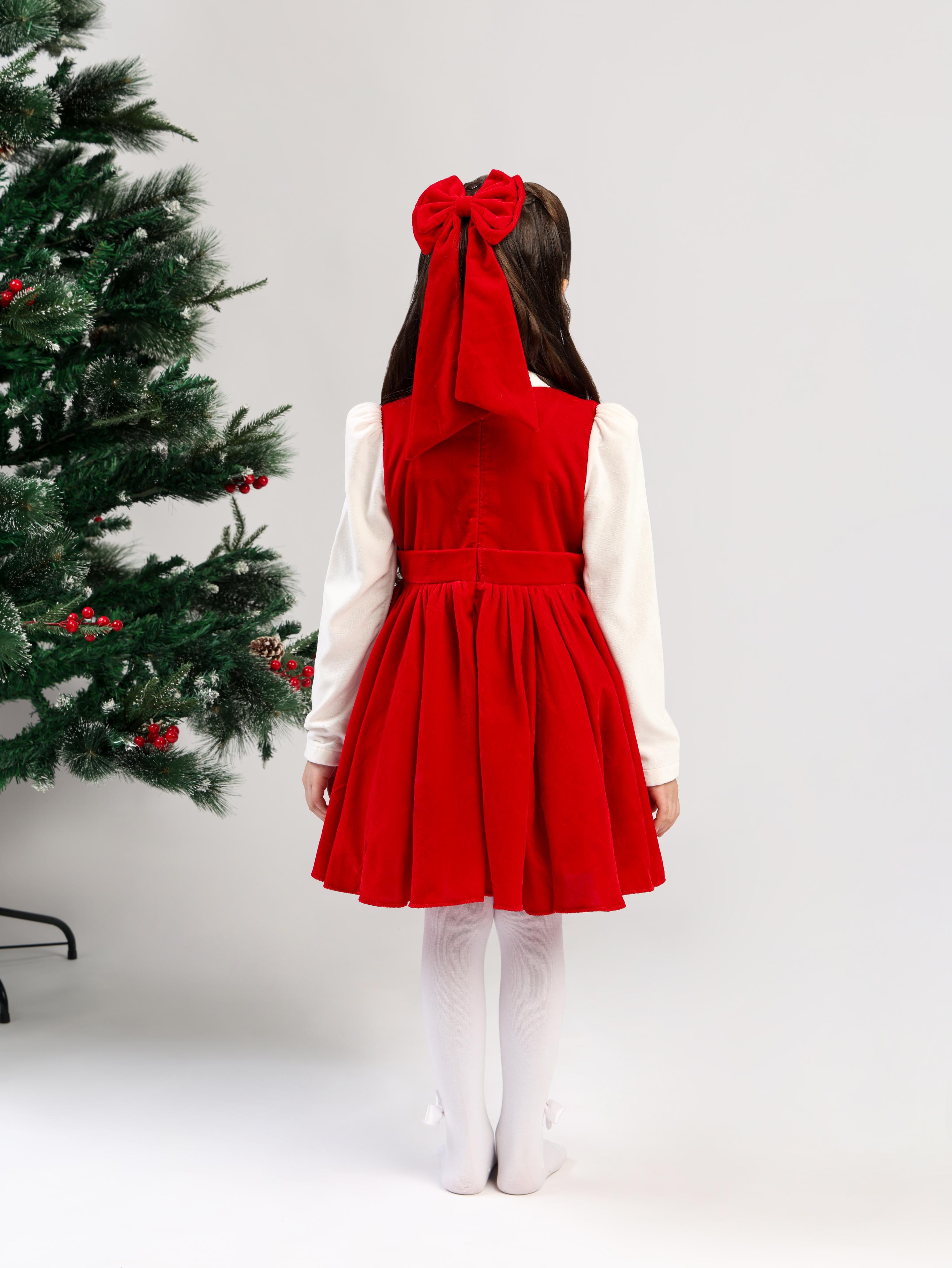 RED AND WHITE VELVET DRESS