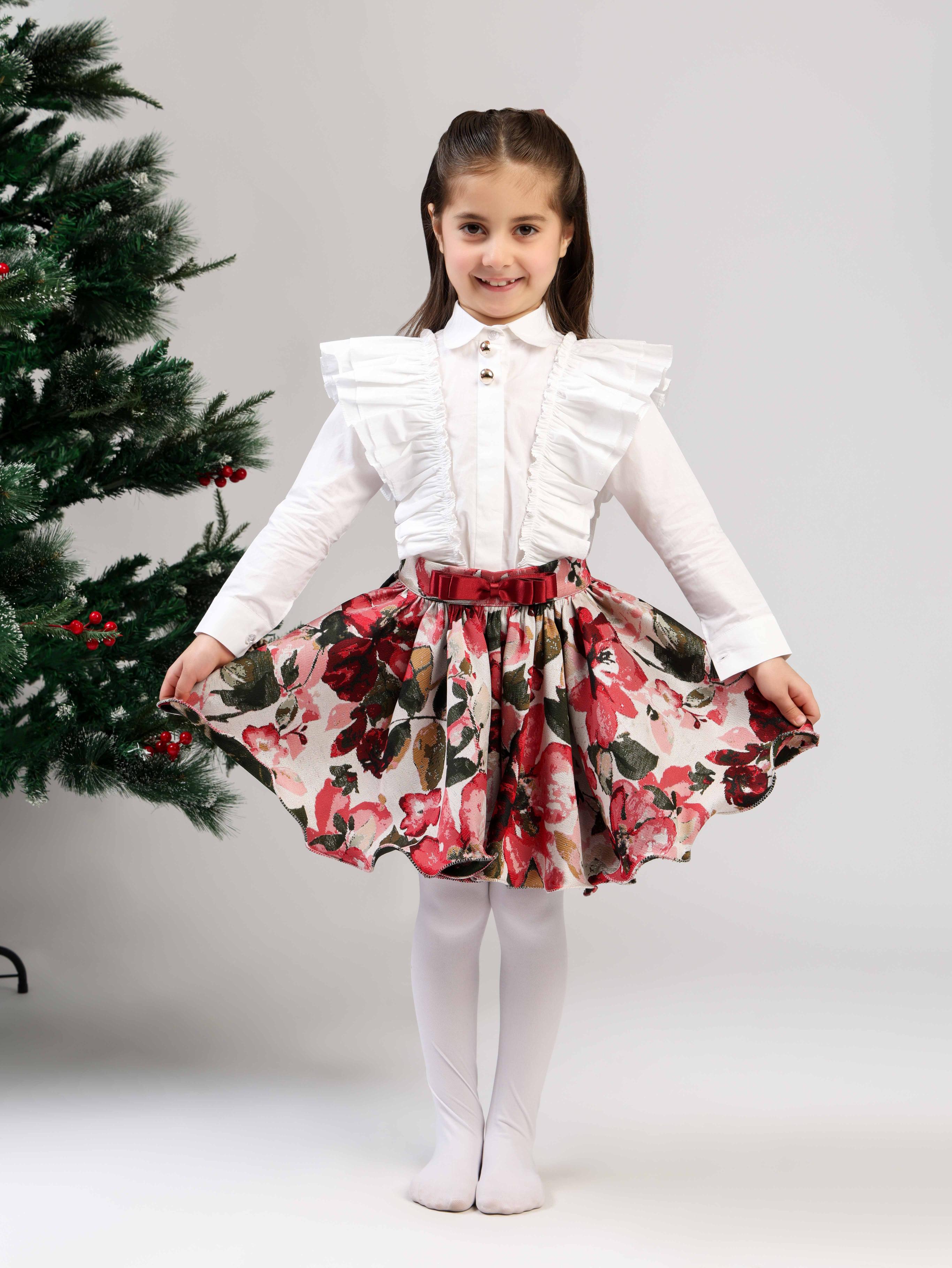 CHERRY FLORAL SKIRT SET