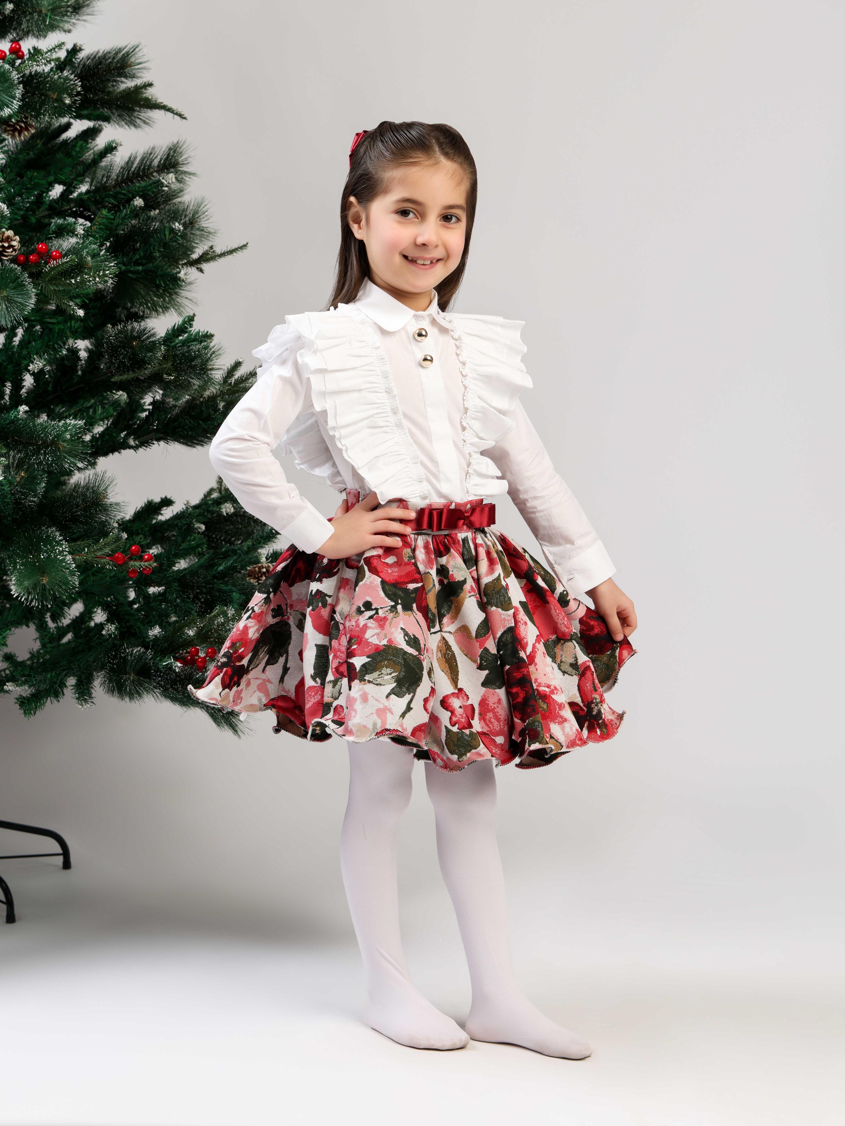 CHERRY FLORAL SKIRT SET