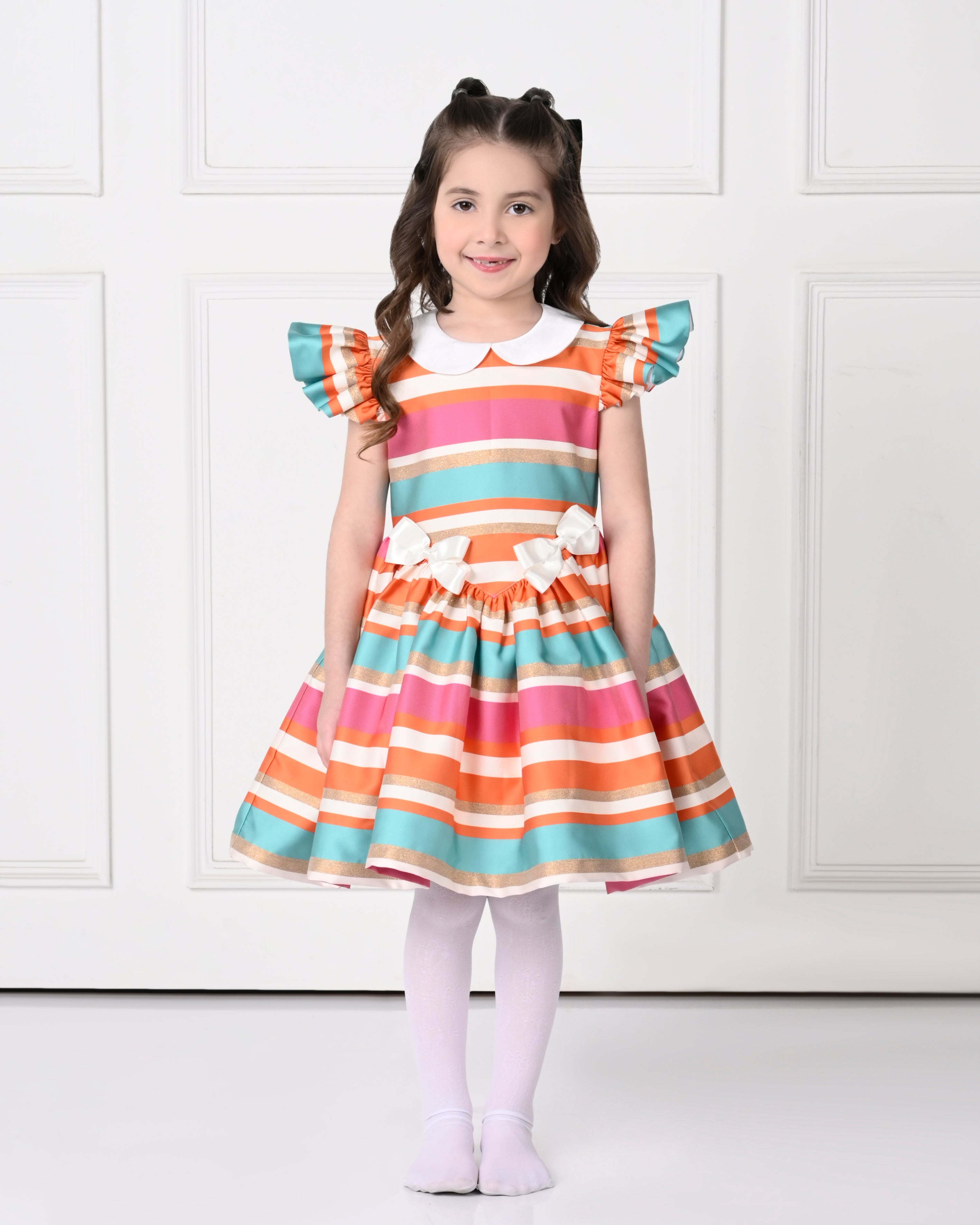 Stripes BonBon Bow Dress-Multi