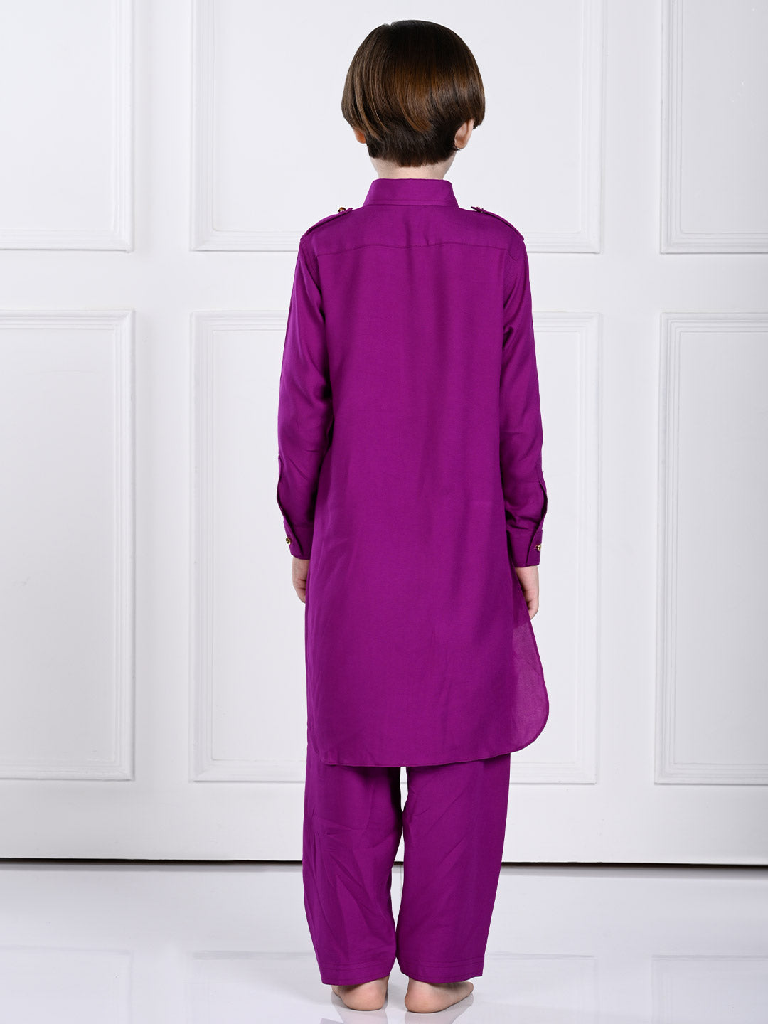 Amer - Purple Pathani Kurta Pajama Set Sale
