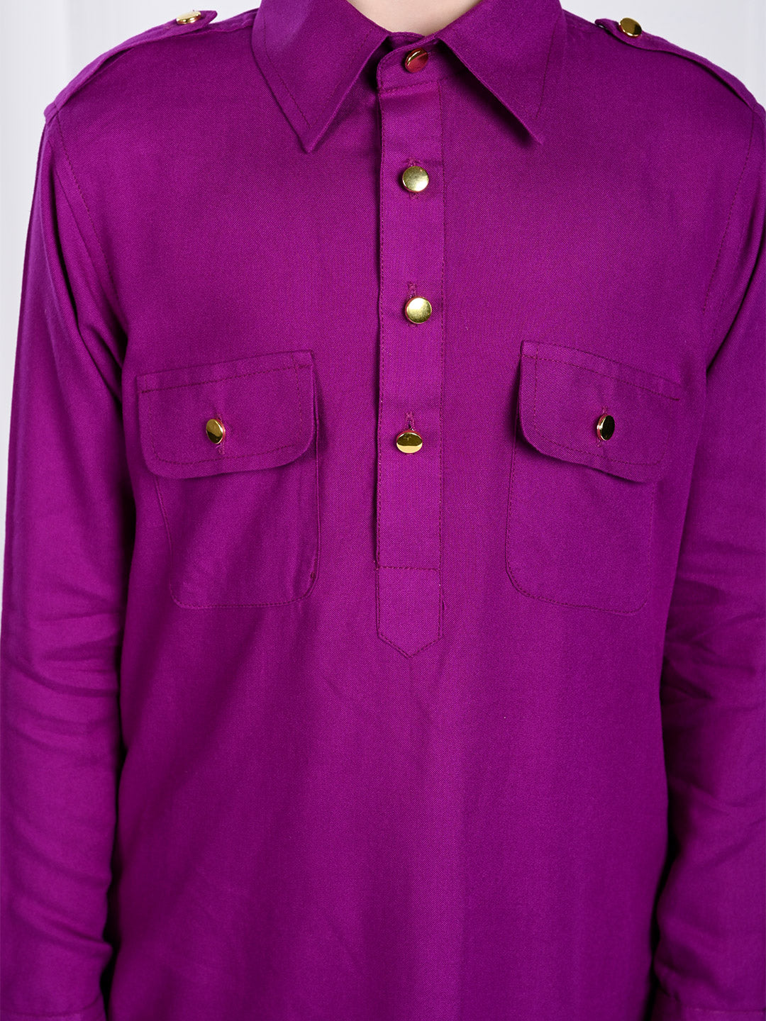 Amer - Purple Pathani Kurta Pajama Set Sale