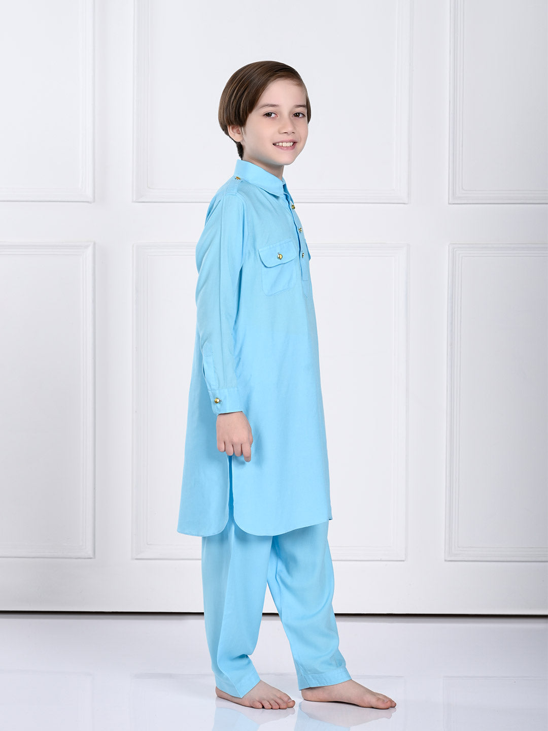 Ziaan - Light Blue Pathani Kurta Pajama Set