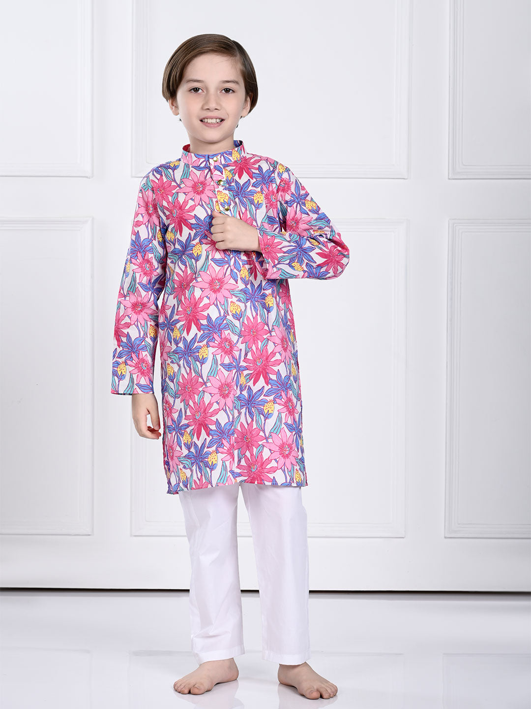Noah - Pink & Purple Floral Kurta Pajama Set