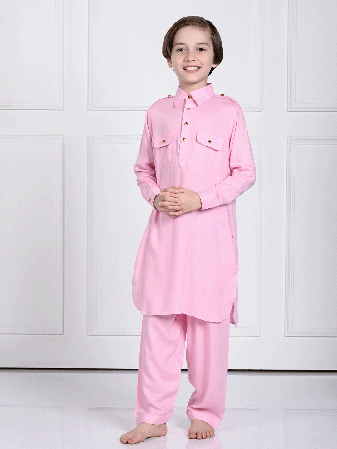 Aariv - Pink Pathani Kurta Pajama Set