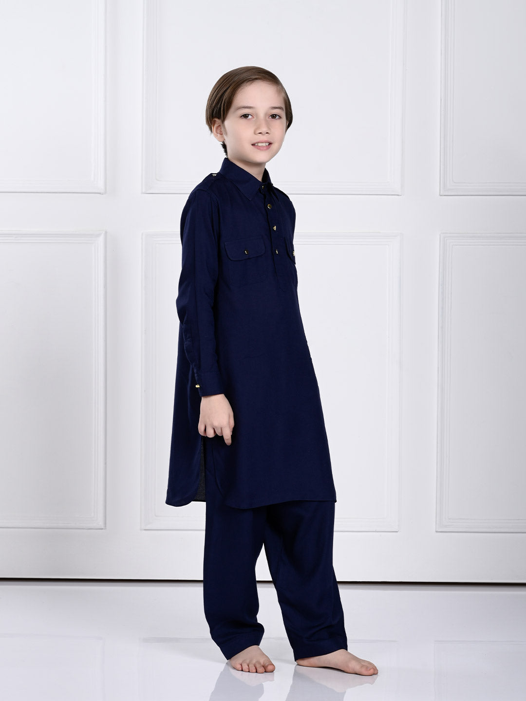 Neel - Navy Blue Pathani Kurta Pajama Set