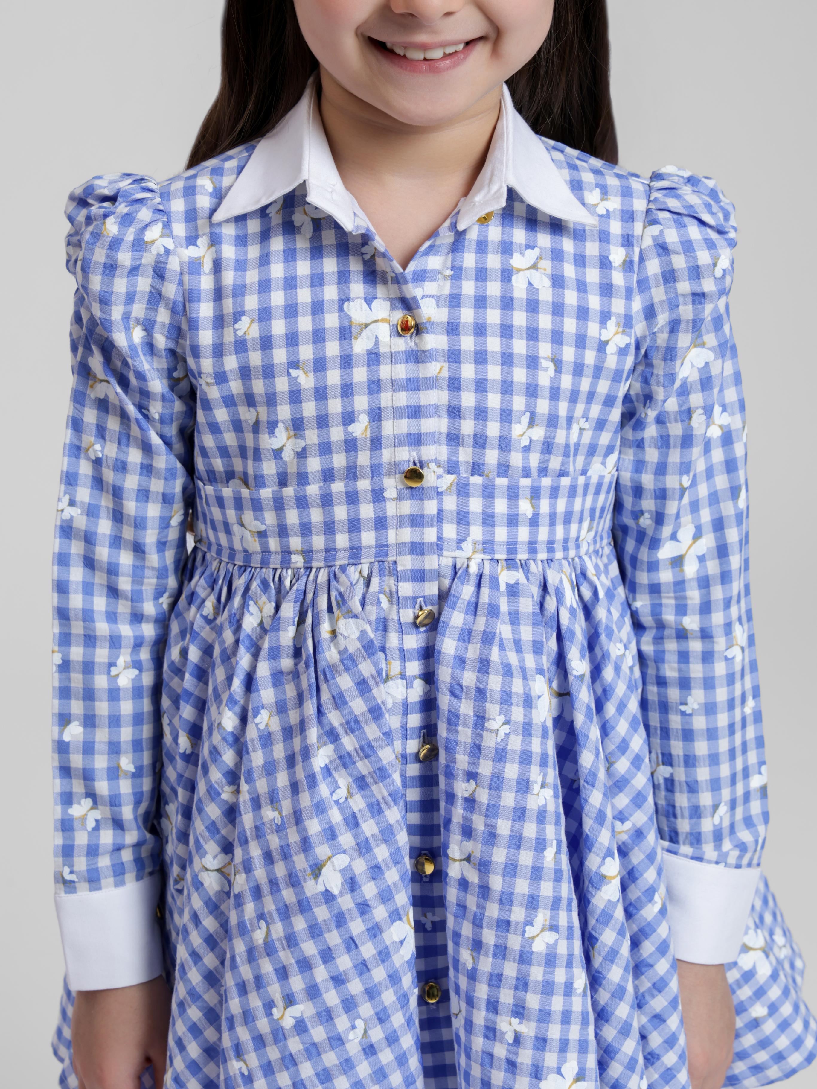 BLUE BUTTERFLY SHIRT DRESS