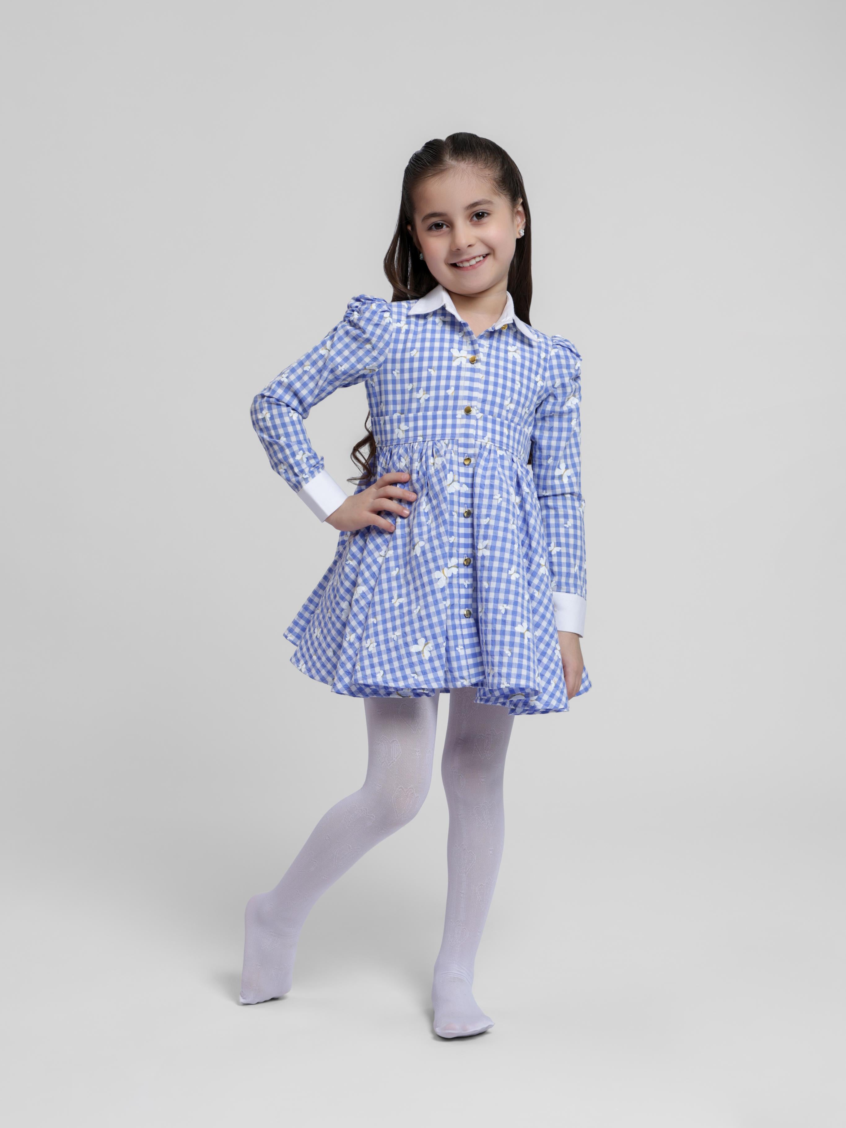 BLUE BUTTERFLY SHIRT DRESS
