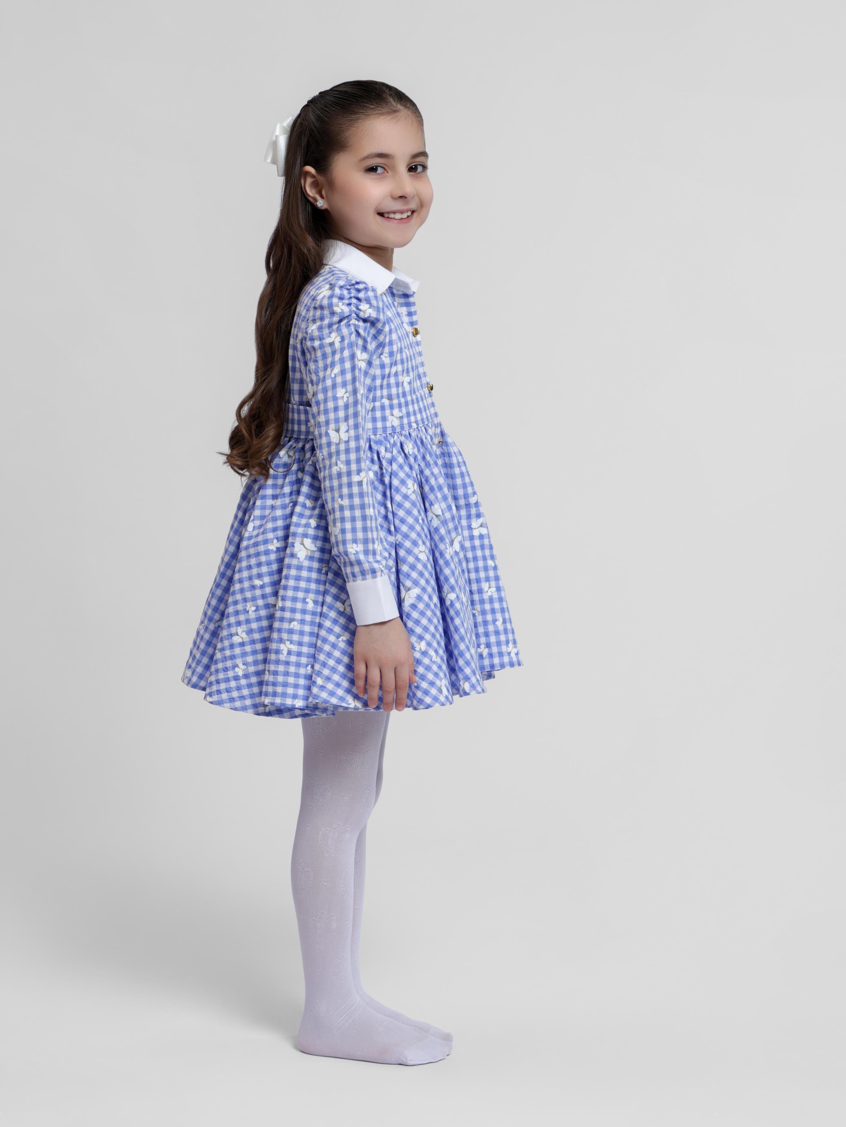 BLUE BUTTERFLY SHIRT DRESS