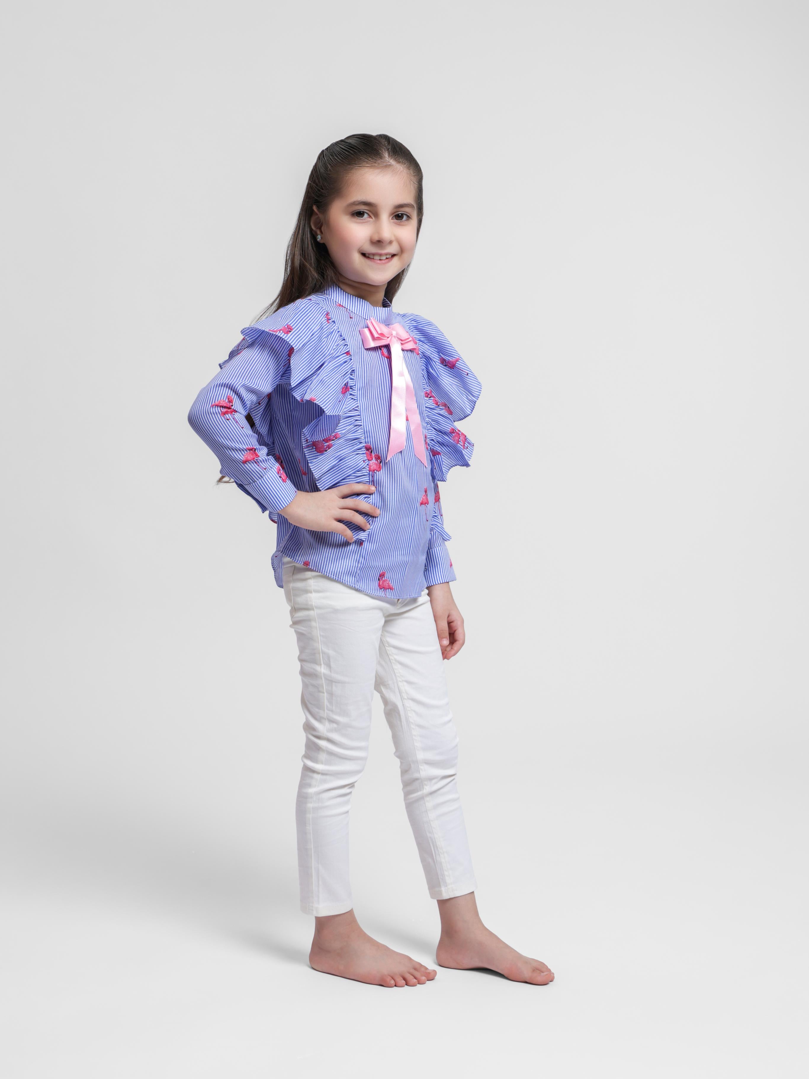 FLAMINGO & STRIPES TOP