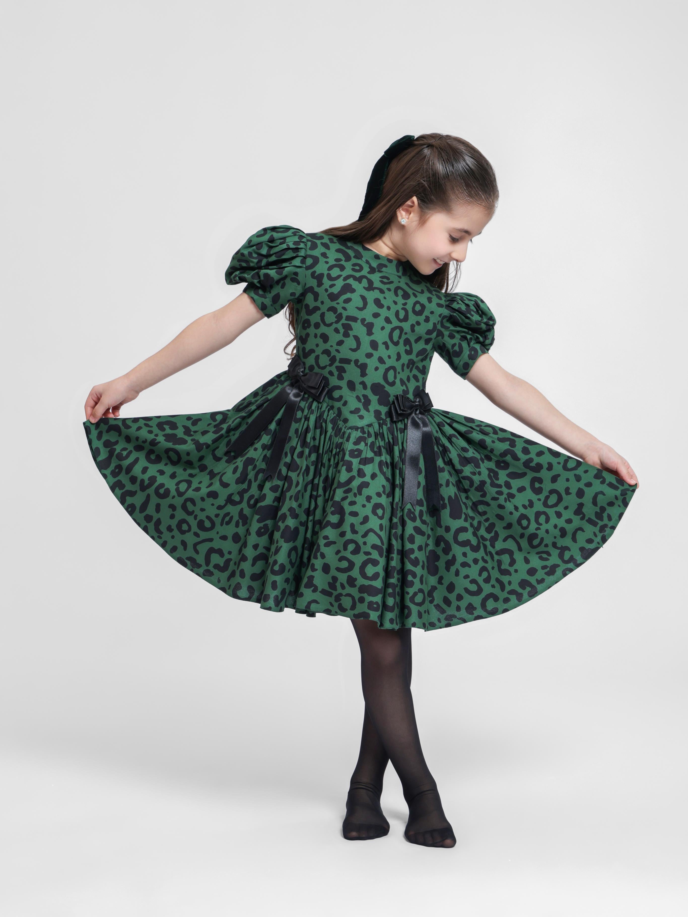 GREEN LEOPARD DRESS
