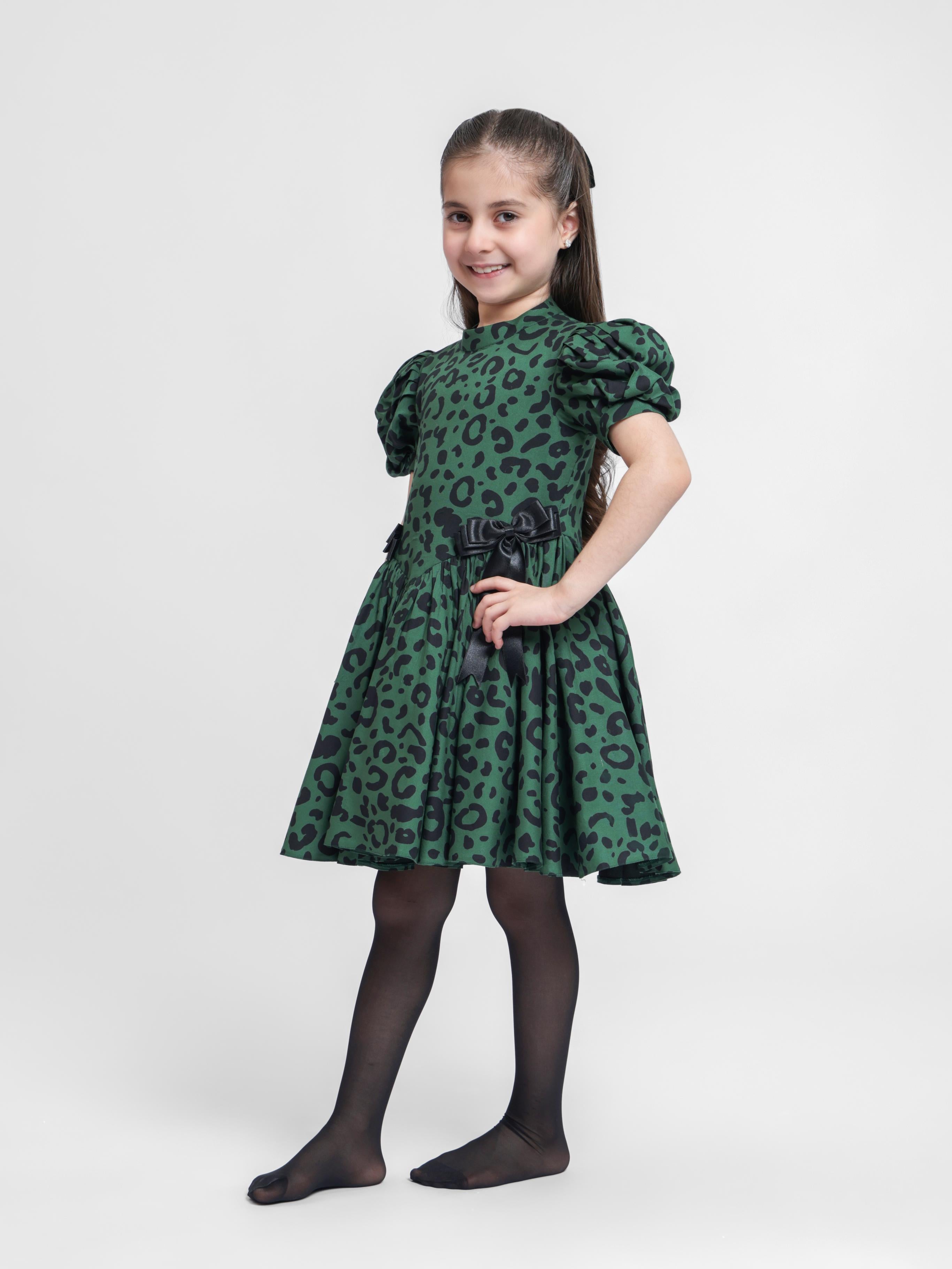 GREEN LEOPARD DRESS