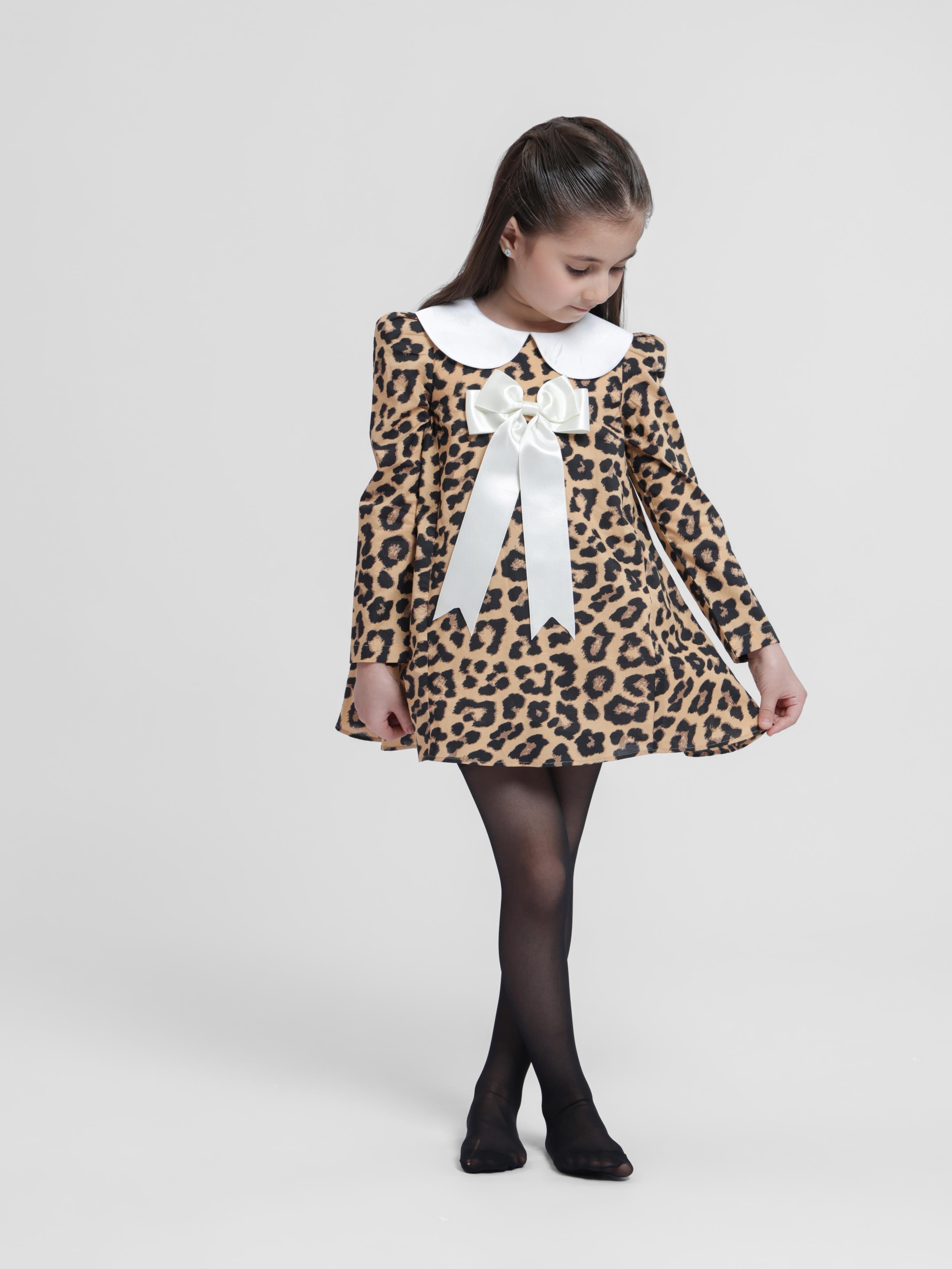 BROWN LEOPARD - FULL SLEEVES DRESS