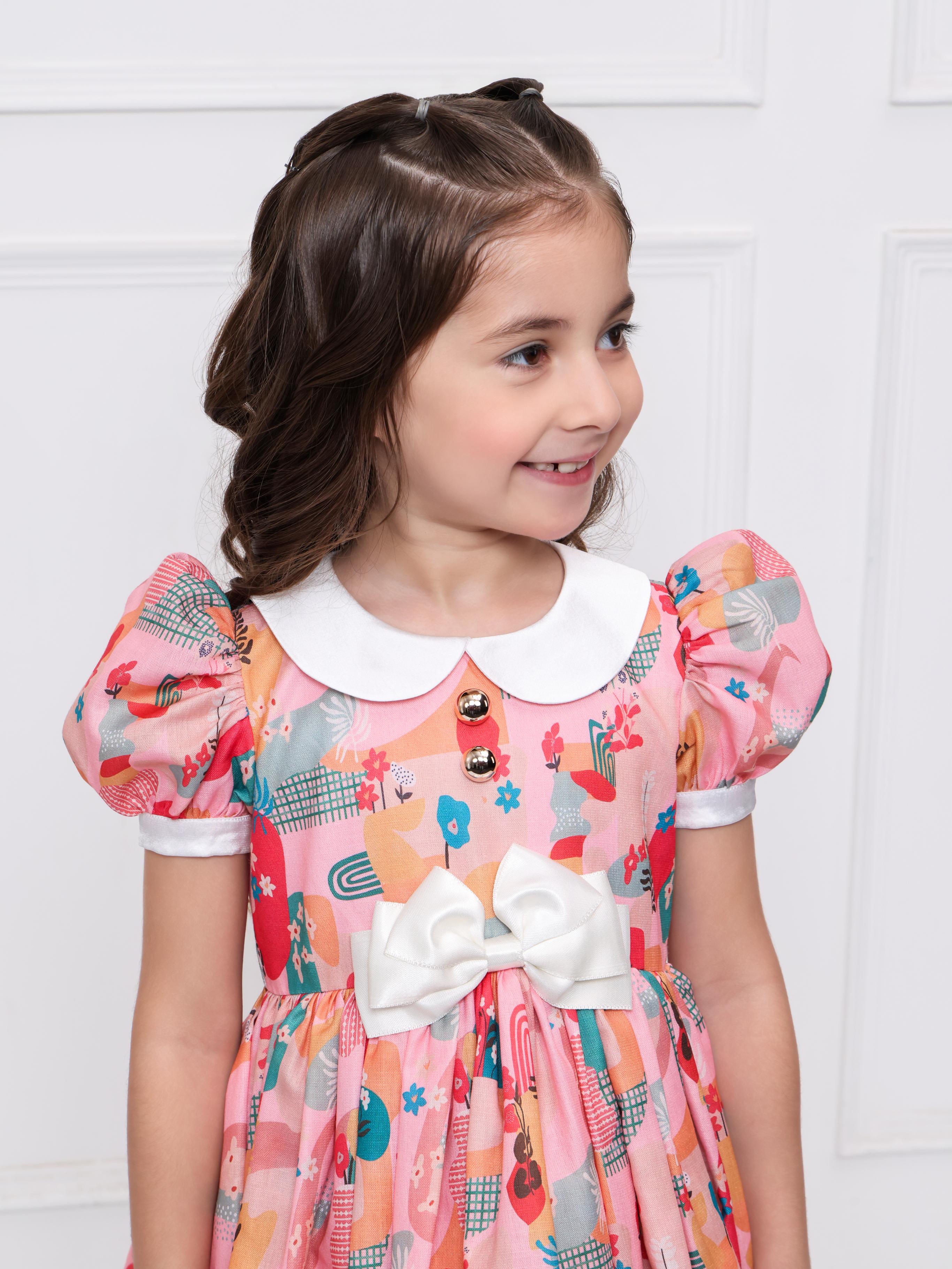 Peach Abstract Print dress