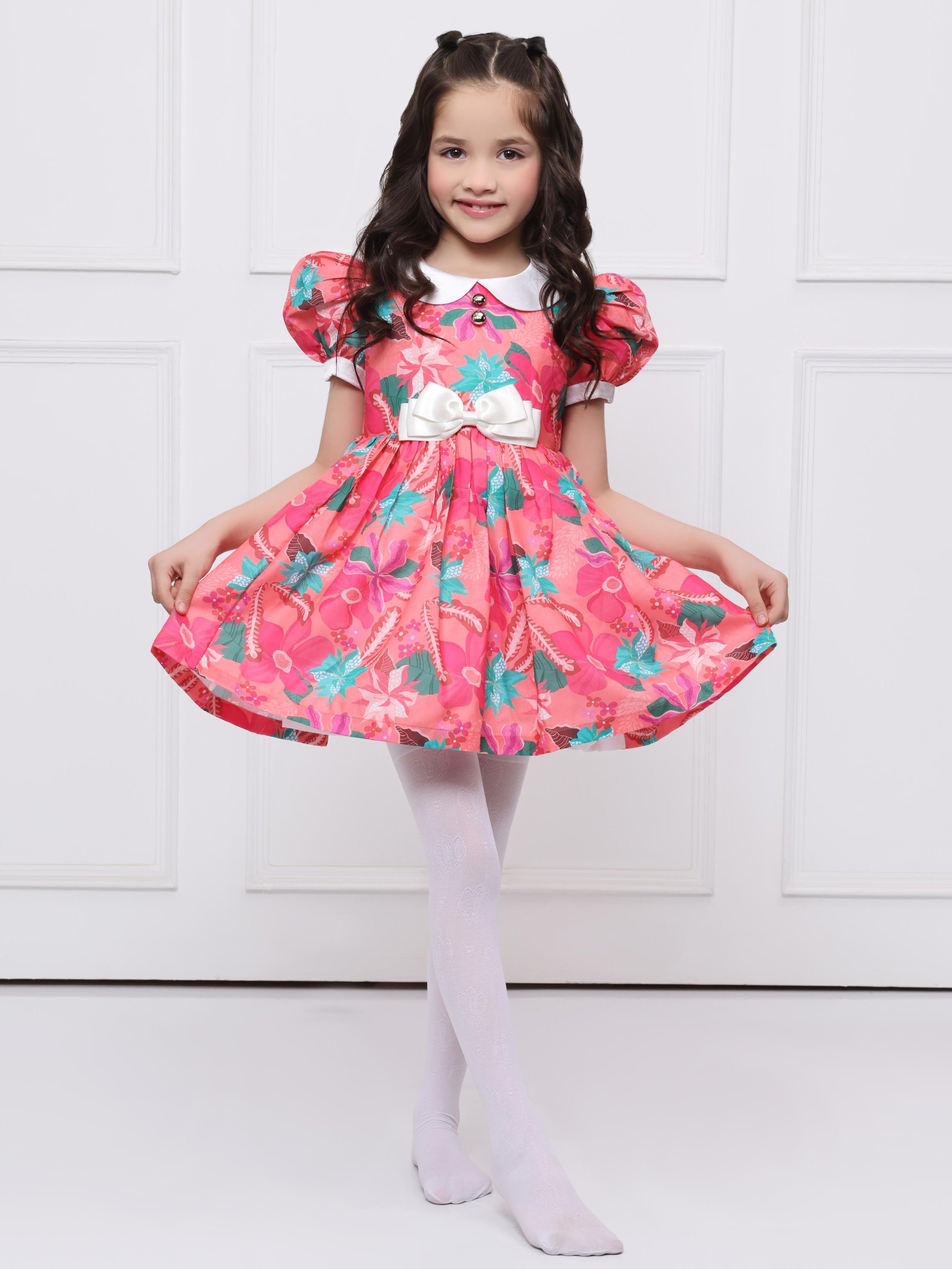 Coral Abstract Print dress