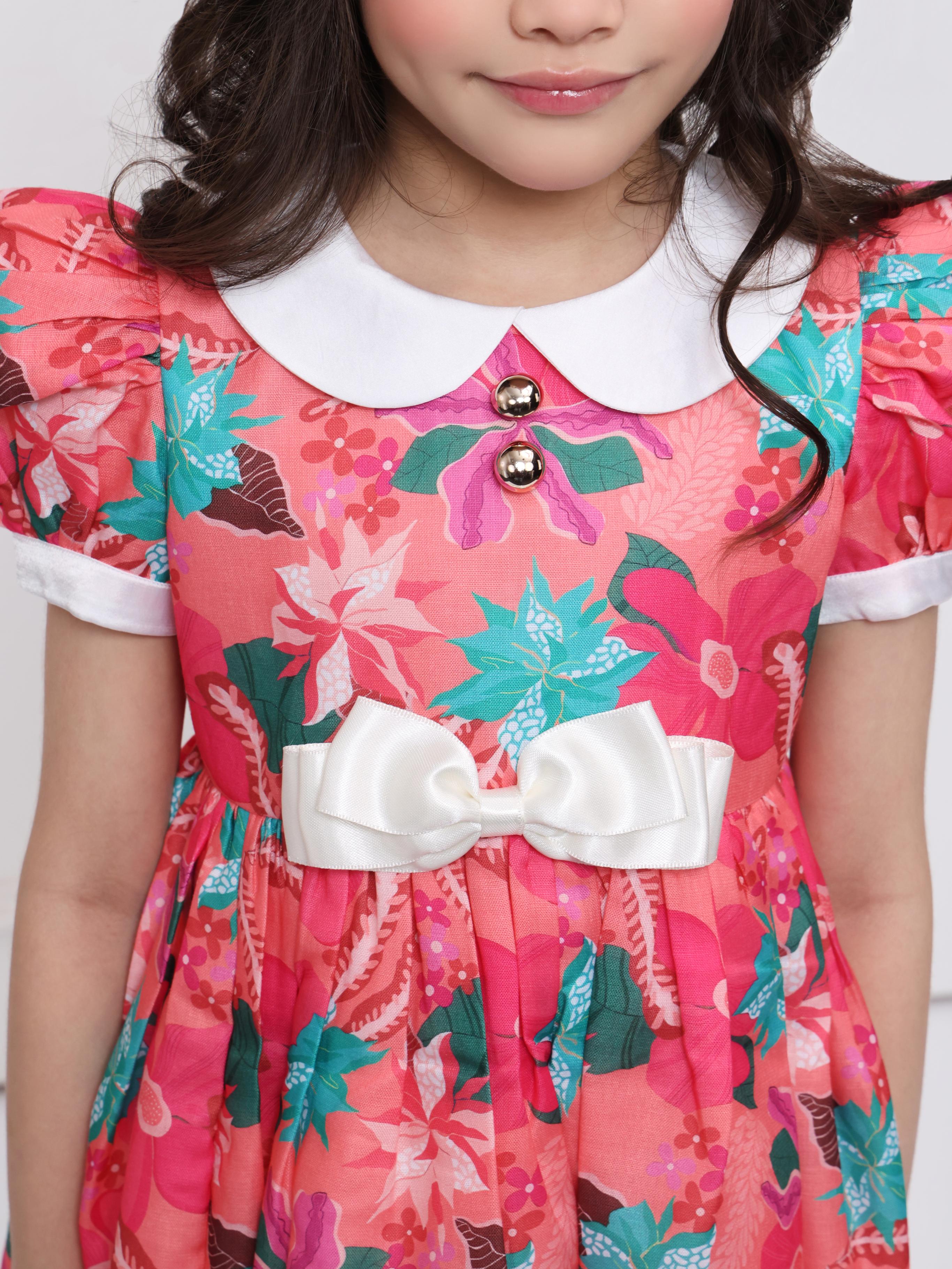 Coral Abstract Print dress