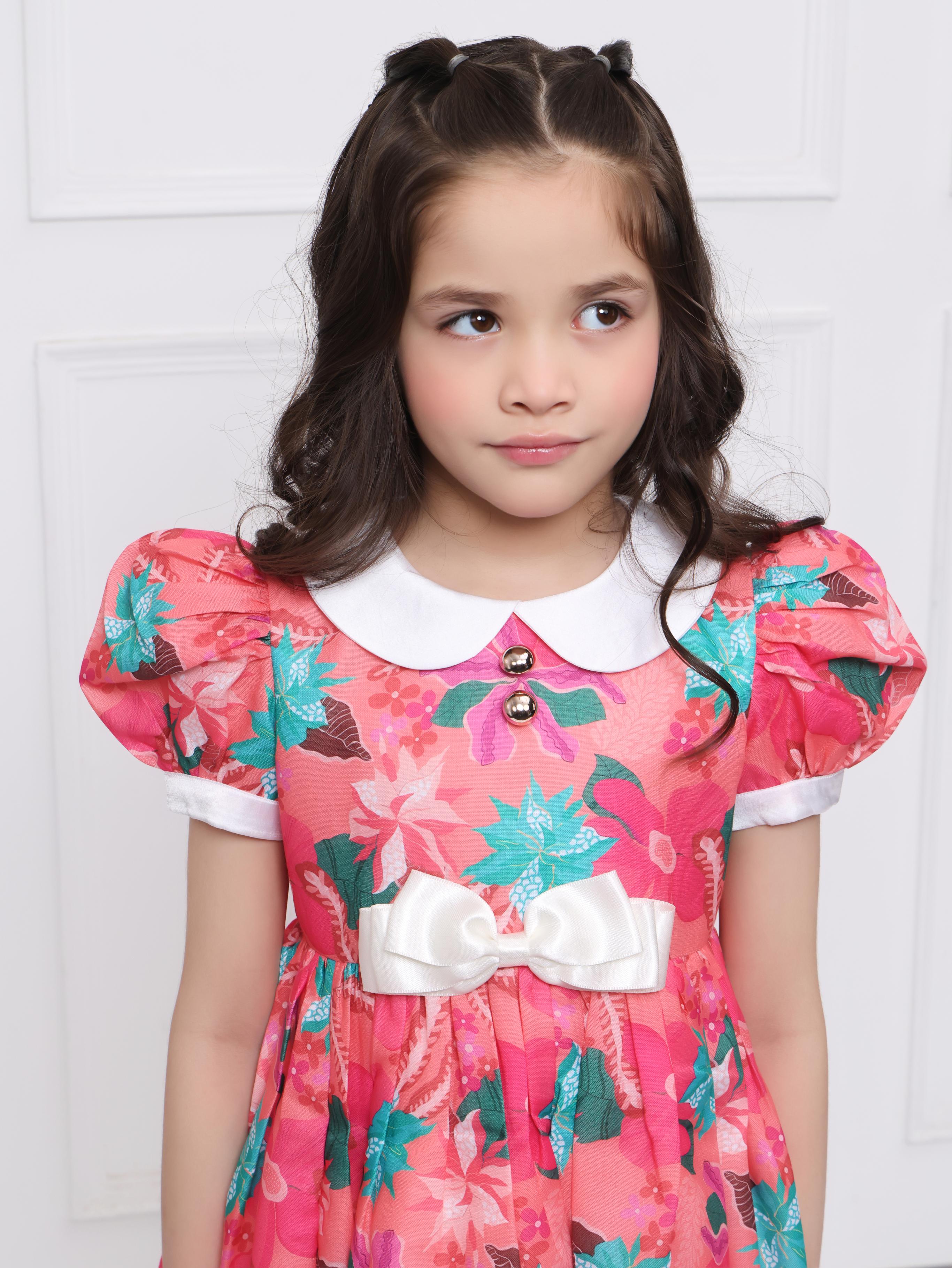 Coral Abstract Print dress