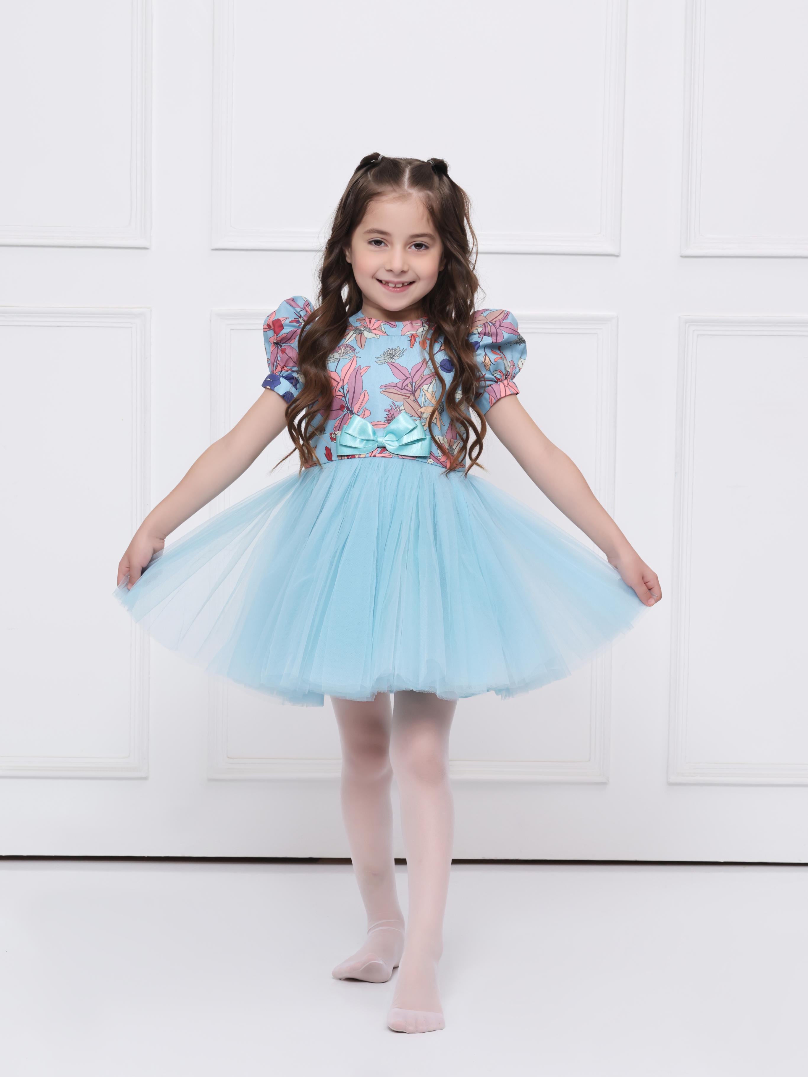 Blue floral net dress