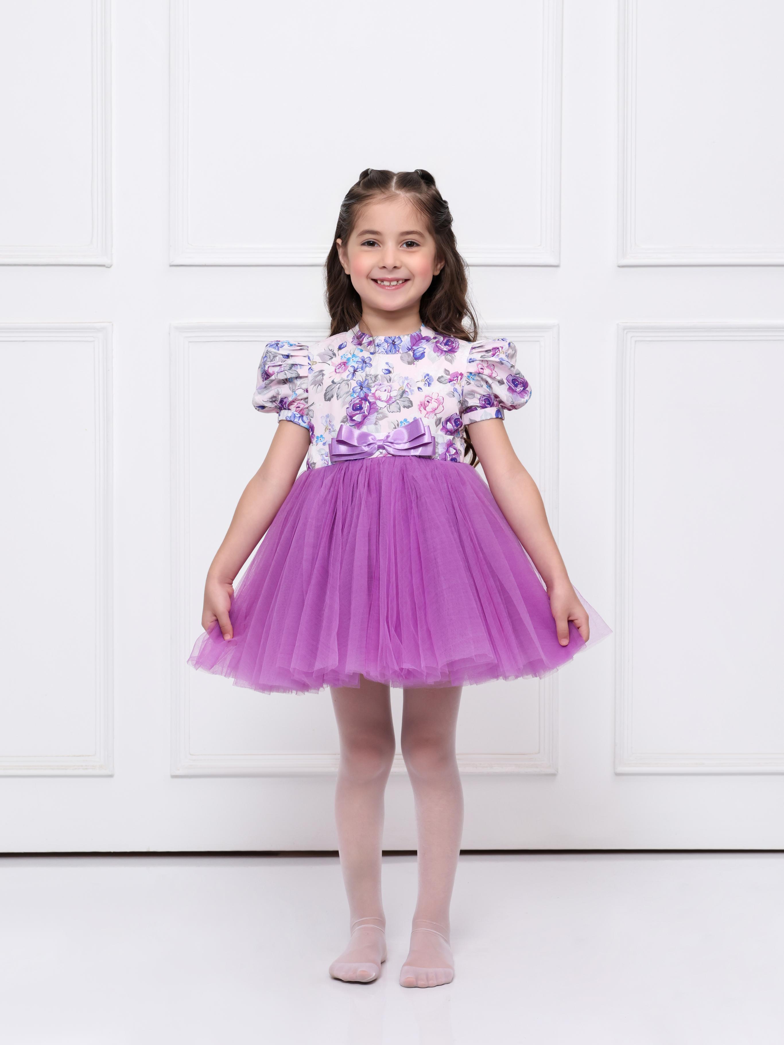 Purple Floral Net Dress