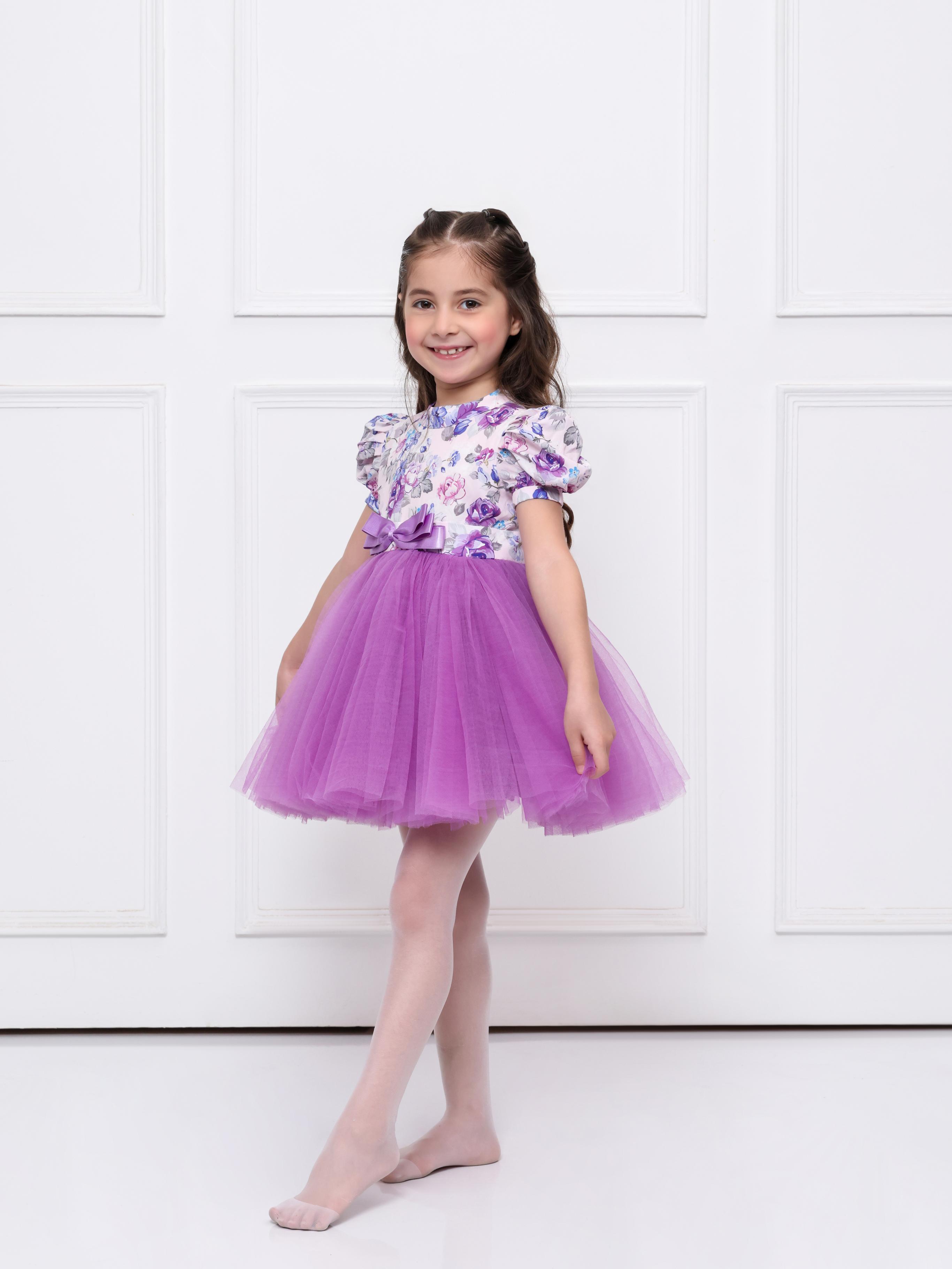 Purple Floral Net Dress