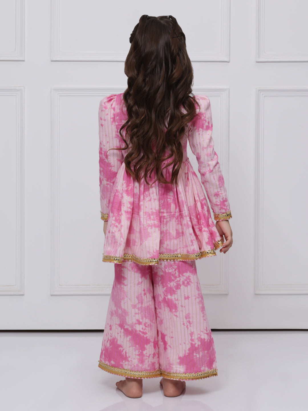 Pink Tye and Dye Cotton Suit for Girls