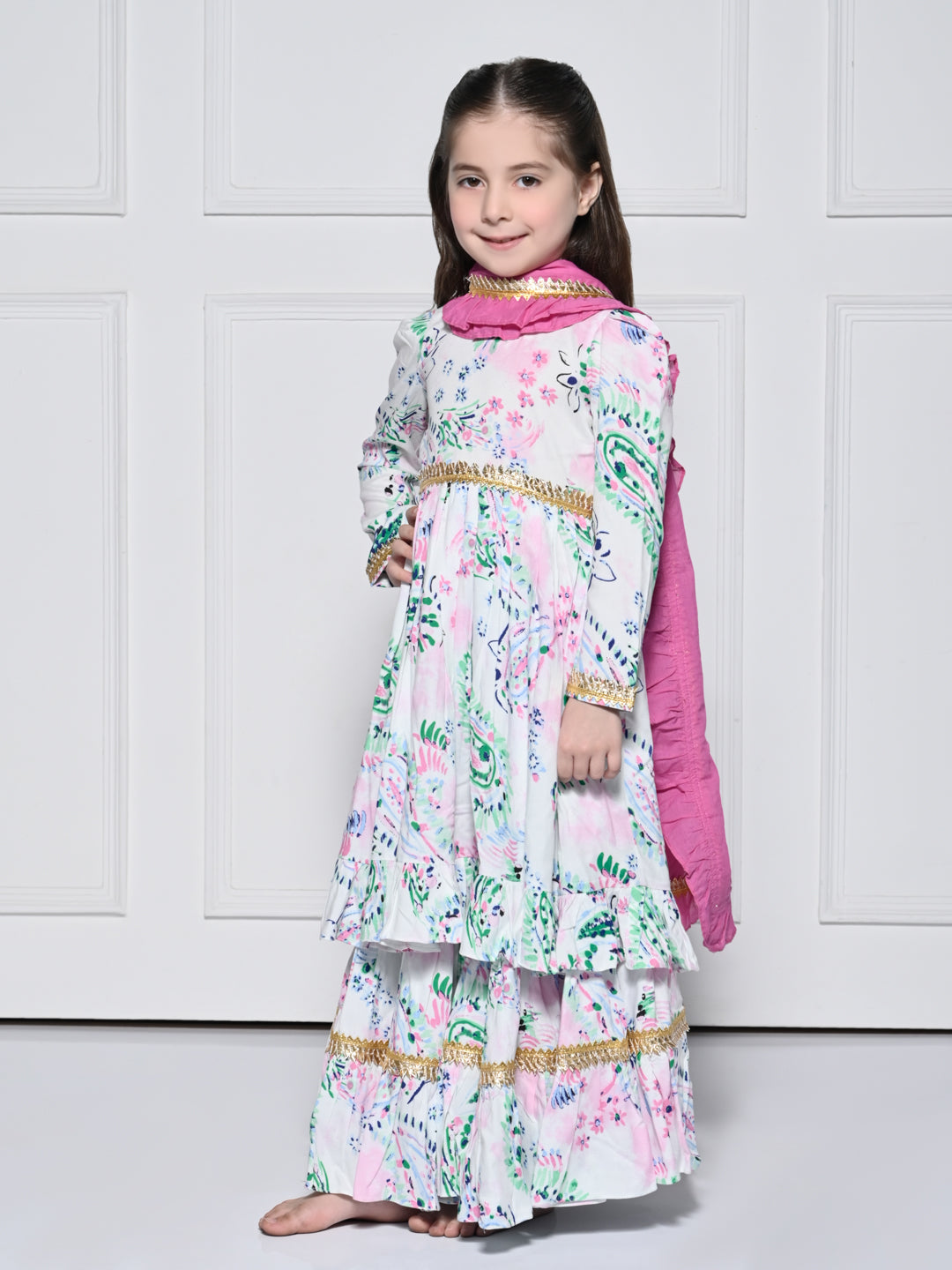 SIYA - A White Rayon Suit for Girls