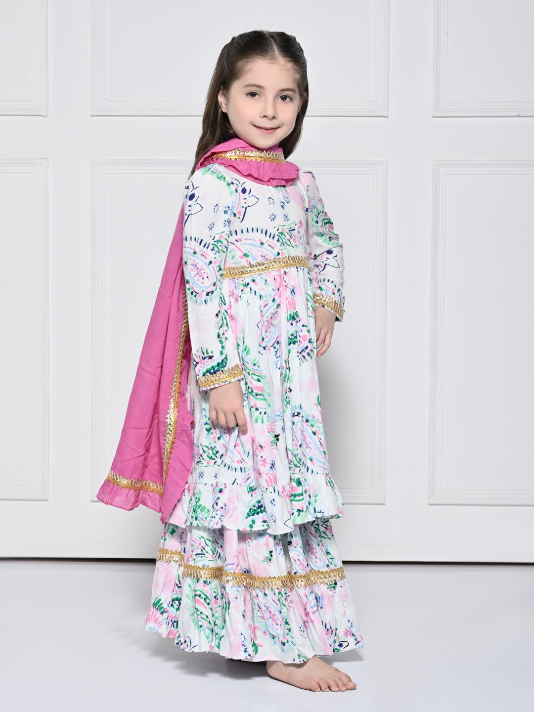 SIYA - A White Rayon Suit for Girls