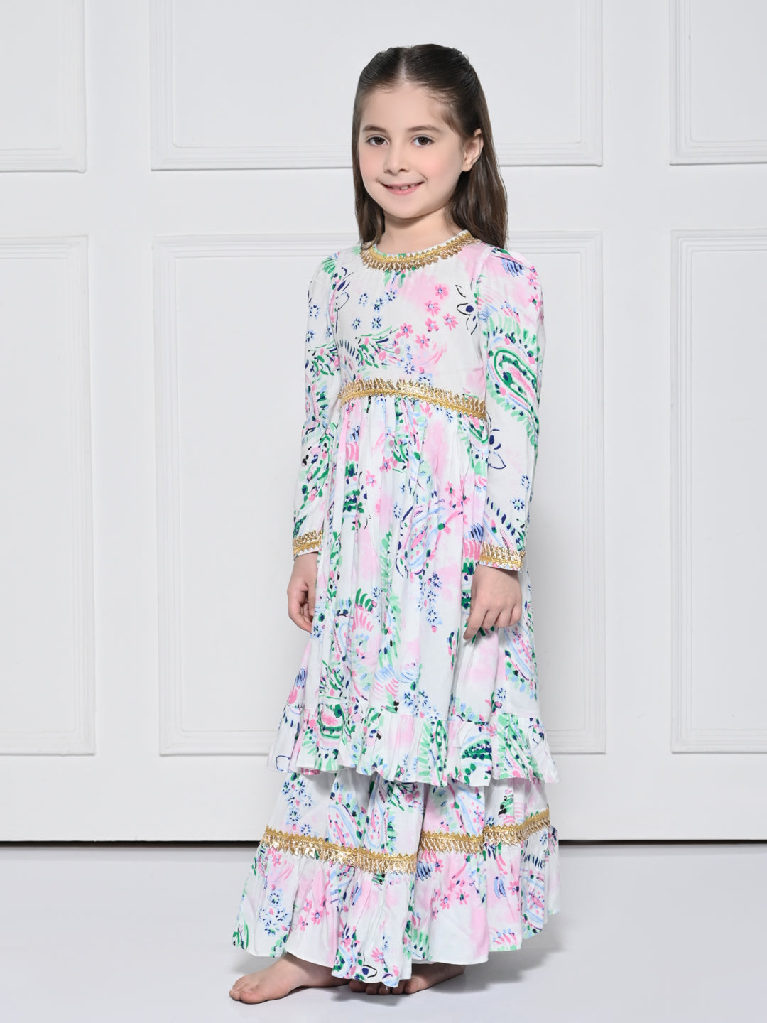 SIYA - A White Rayon Suit for Girls
