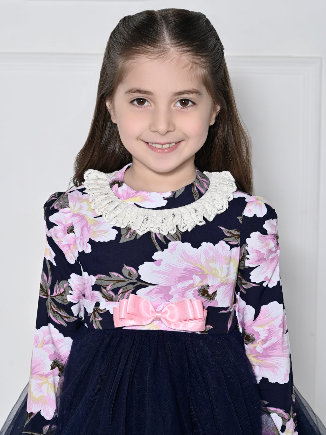 Navy Blue Rose Dress