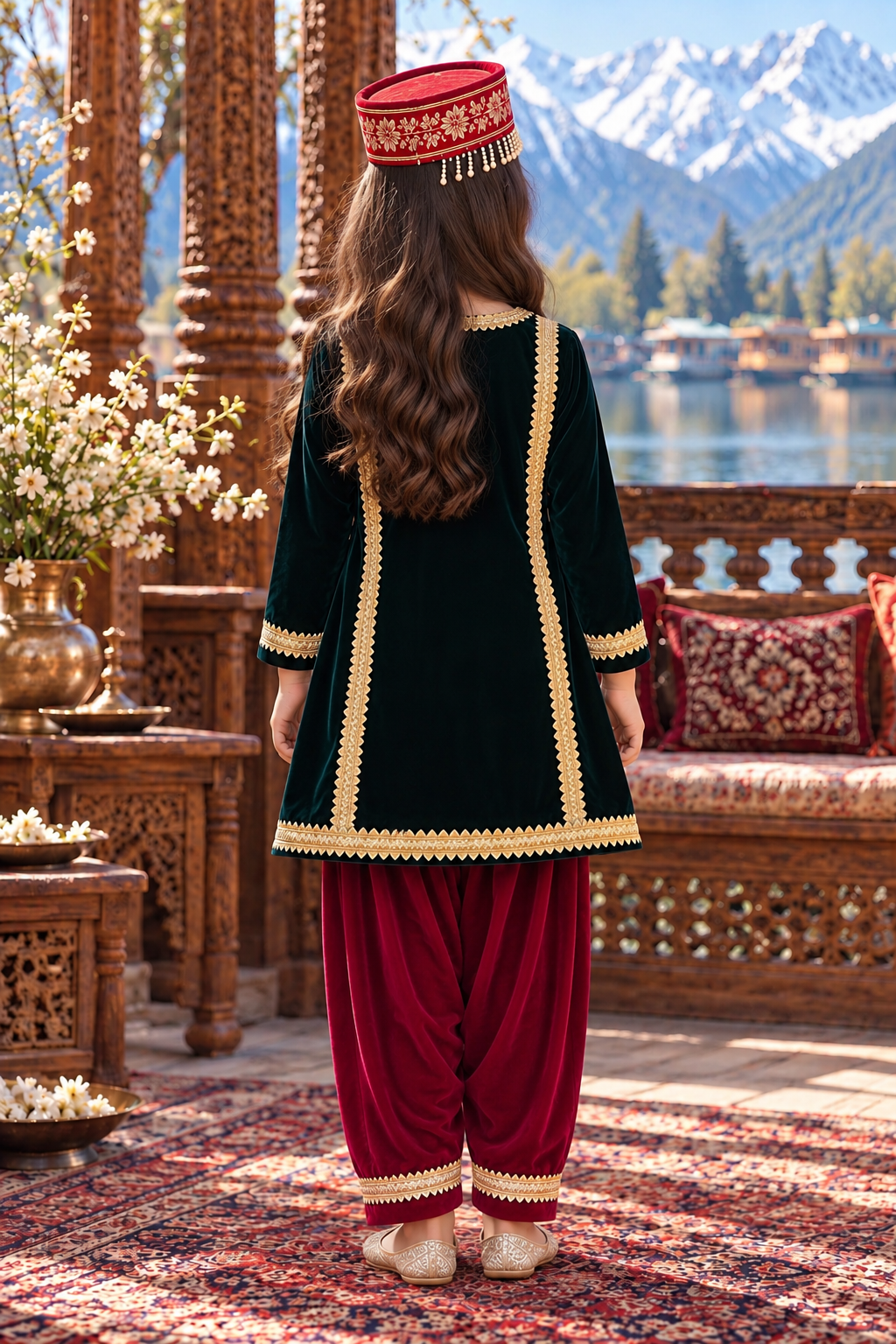 GREEN & BURGUNDY FARSHI SET