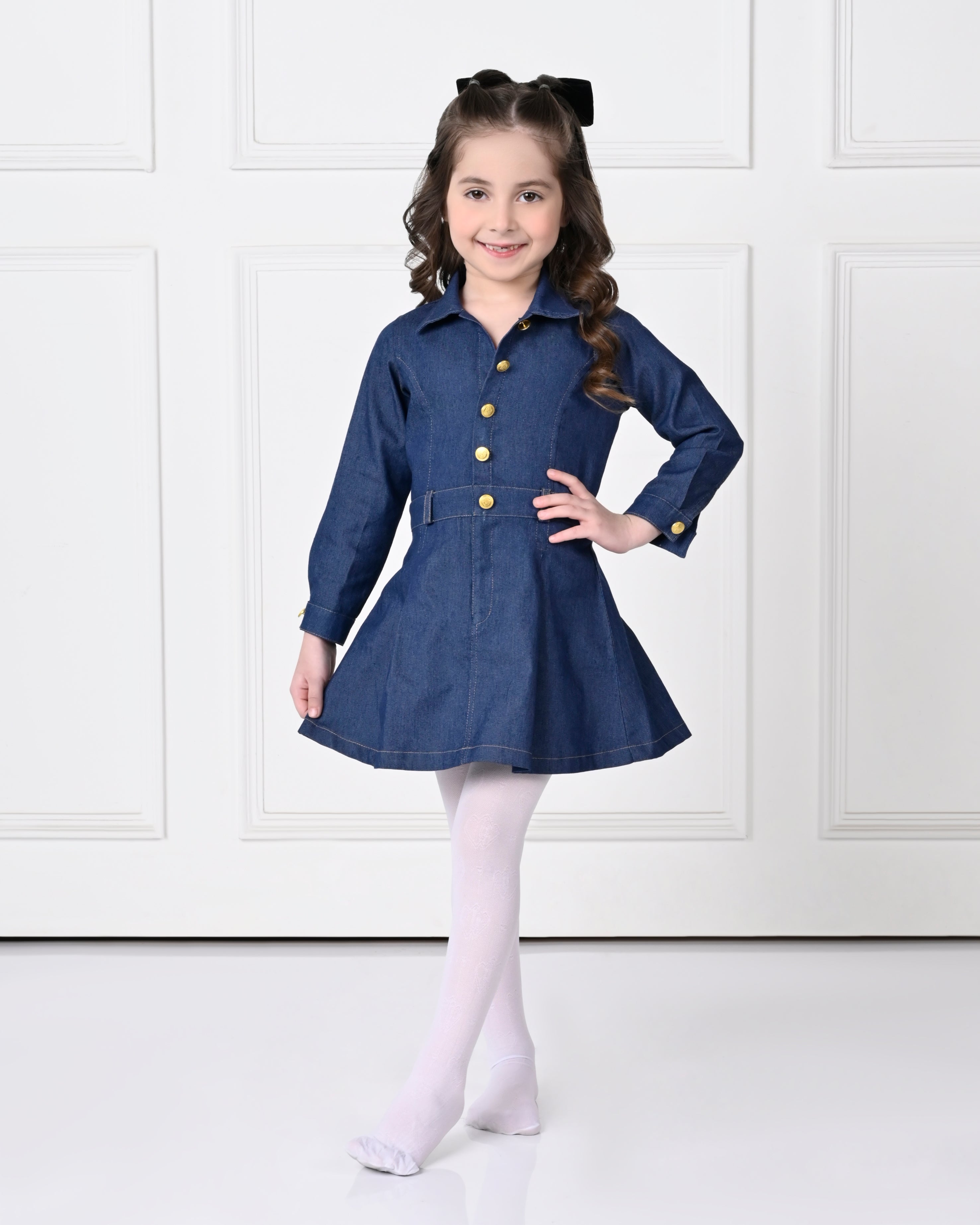 Dark Blue Full Sleeve Denim Dress