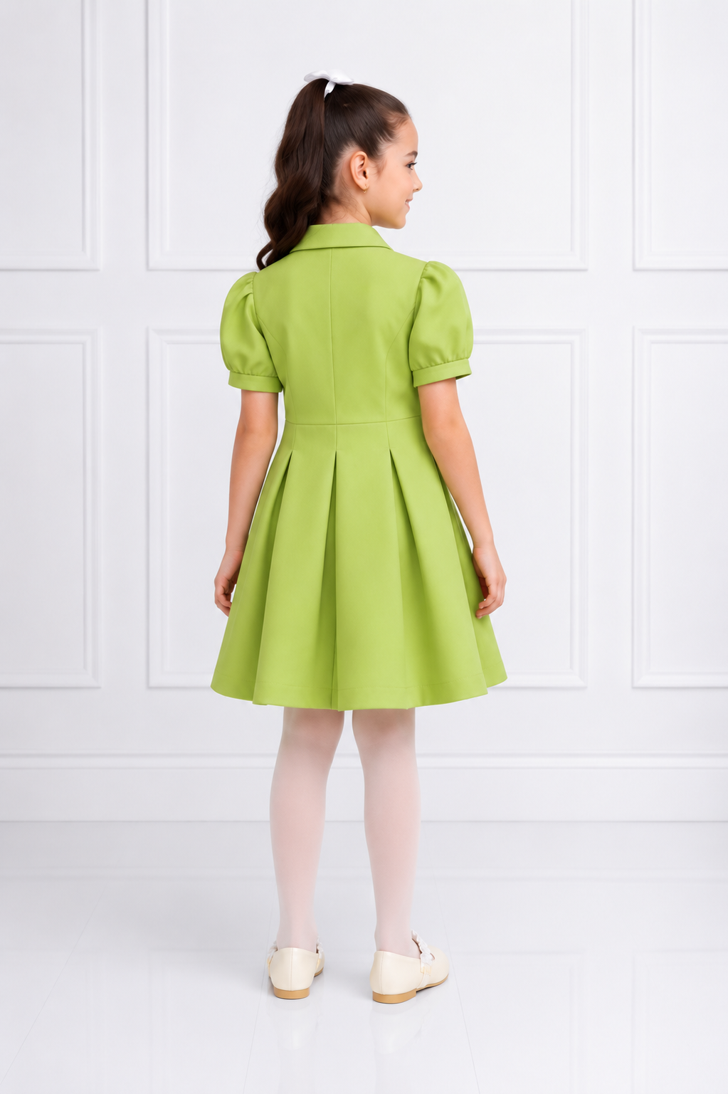 LIGHT GREEN BUTTON DENIM DRESS