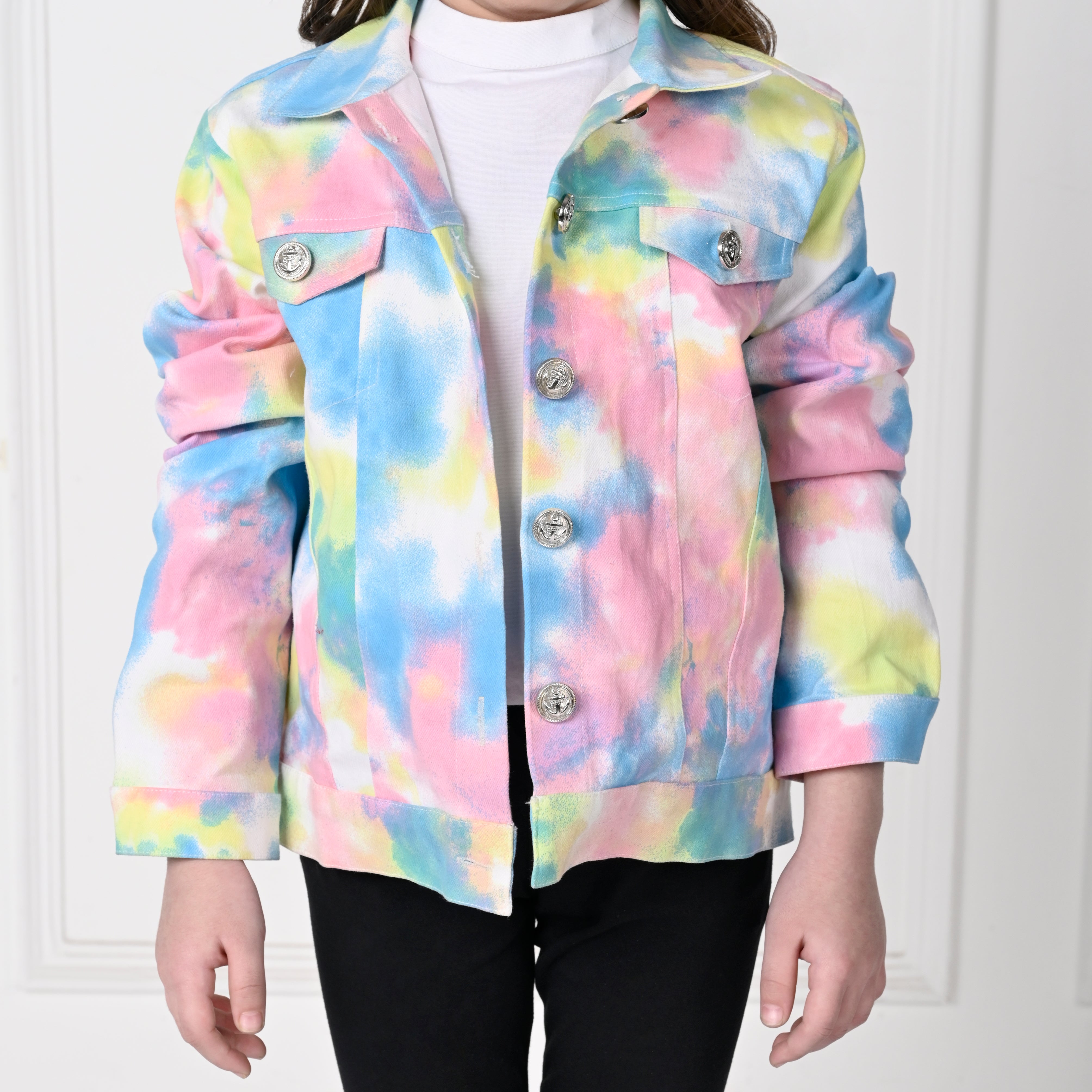 Tye Dye Over Size Full Sleeve Denim Jacket