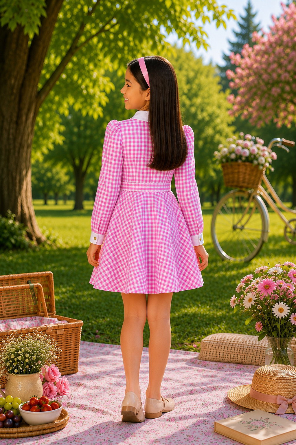 PINK CHECK SHIRT DRESS