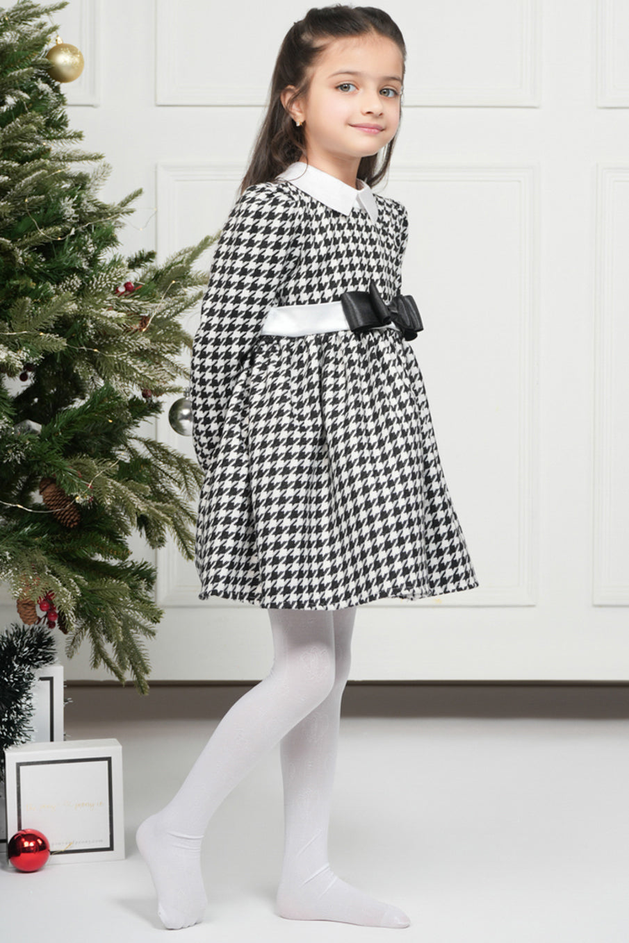 B/W HOUNDSTOOTH DRESS